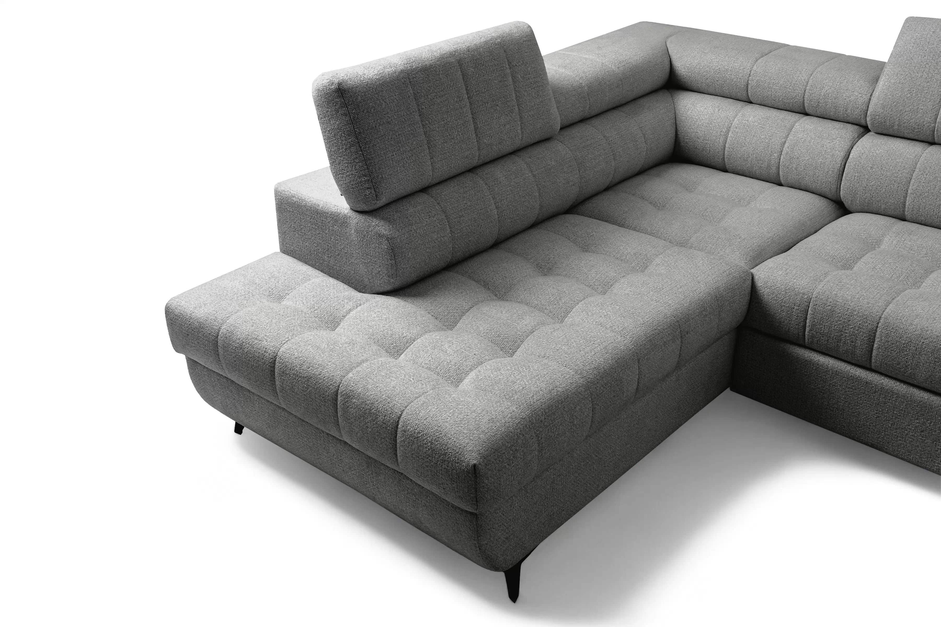 Rozkladacia rohová sedacia súprava Nardo Maxi ľavá - šedá ľahkočistiaca žinylka Taro 97 Rohová sedacia súprava Nardo Maxi s funkciou spánku Ľavá strana - šedý šenil ľahkočistiaci Taro 97 