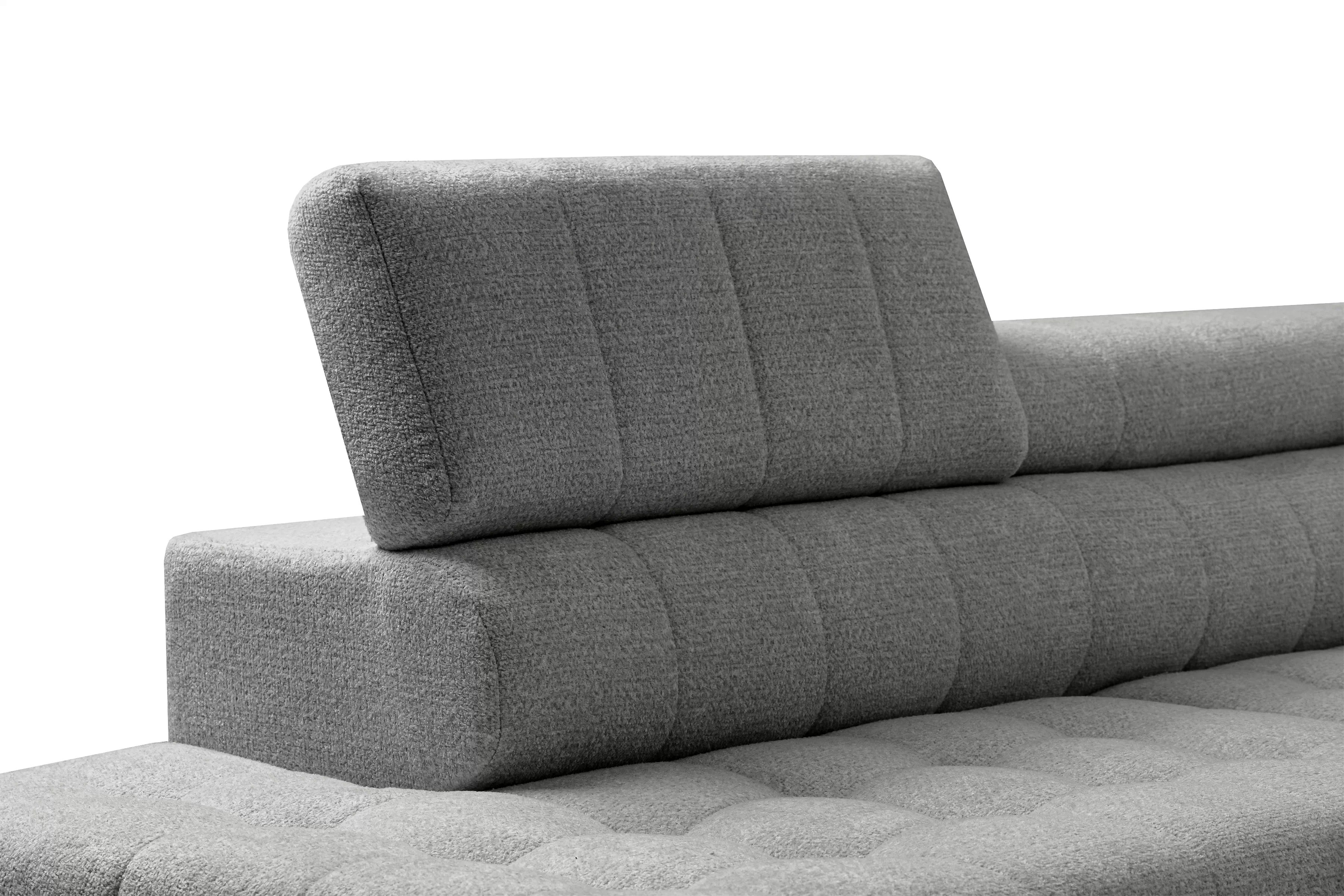 Rozkladacia rohová sedacia súprava Nardo Maxi ľavá - šedá ľahkočistiaca žinylka Taro 97 Rohová sedacia súprava Nardo Maxi s funkciou spánku Ľavá strana - šedý šenil ľahkočistiaci Taro 97 