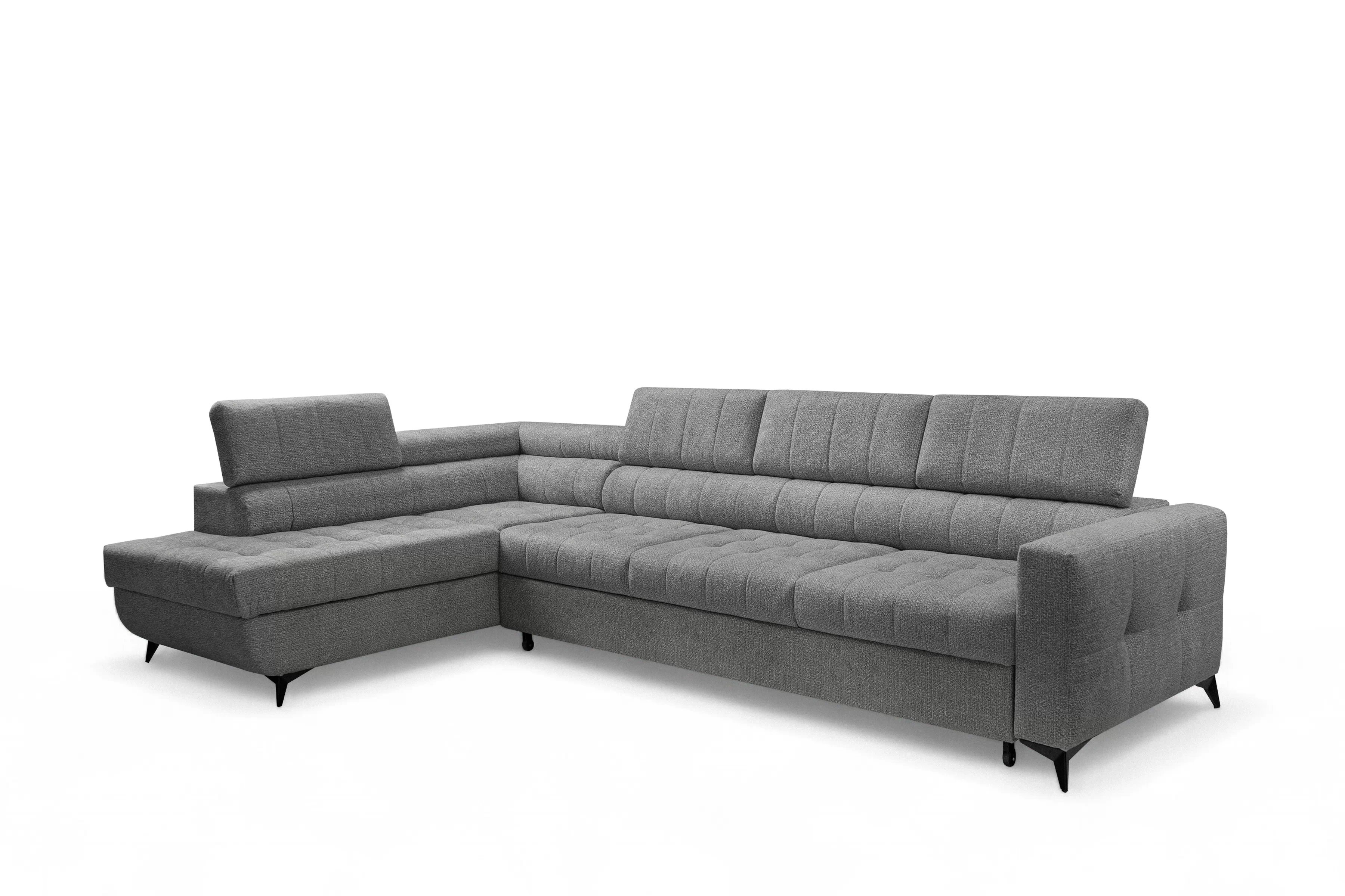 Rozkladacia rohová sedacia súprava Nardo Maxi ľavá - šedá ľahkočistiaca žinylka Taro 97 Rohová sedacia súprava Nardo Maxi s funkciou spánku Ľavá strana - šedý šenil ľahkočistiaci Taro 97 