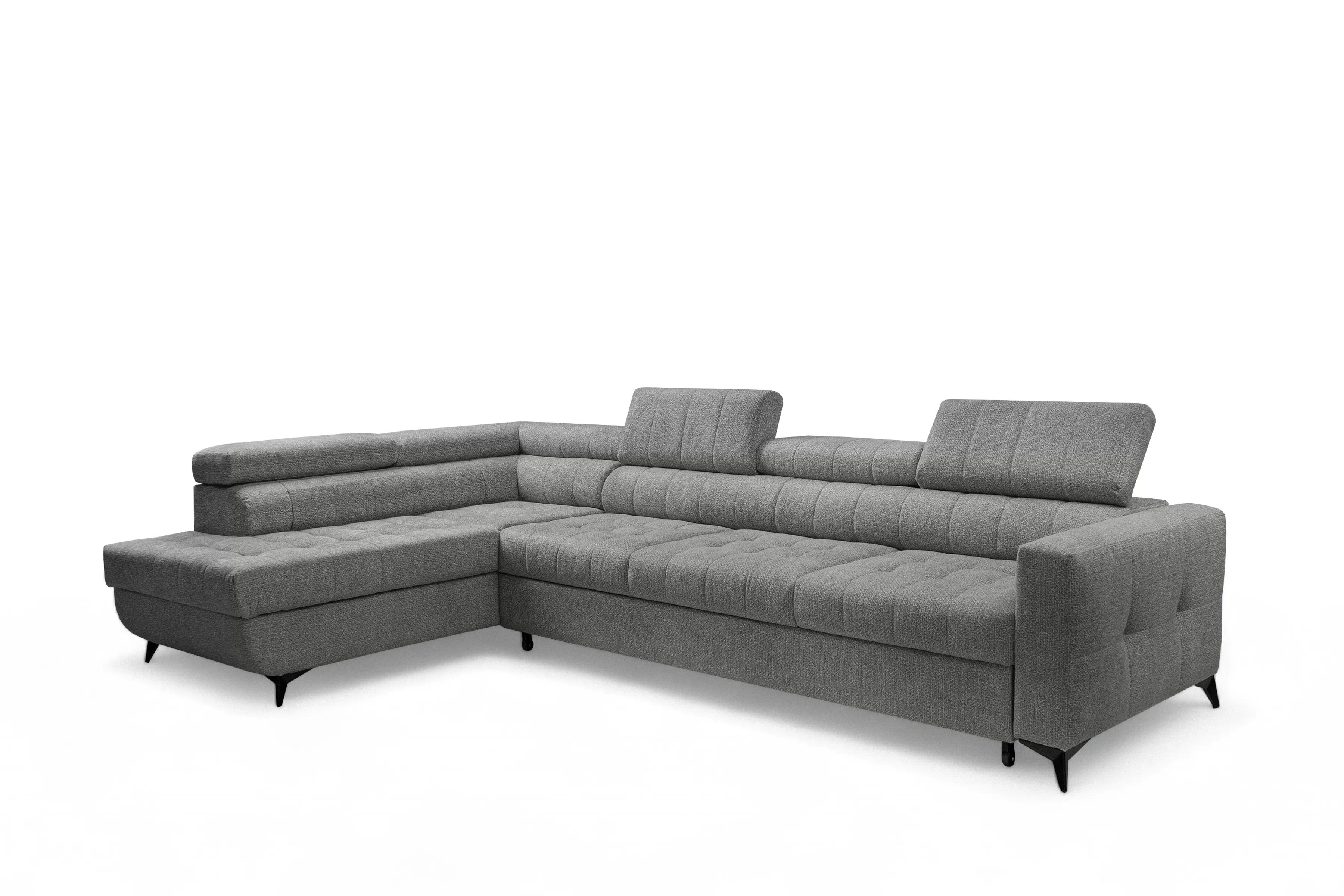 Rozkladacia rohová sedacia súprava Nardo Maxi ľavá - šedá ľahkočistiaca žinylka Taro 97 Rohová sedacia súprava Nardo Maxi s funkciou spánku Ľavá strana - šedý šenil ľahkočistiaci Taro 97 