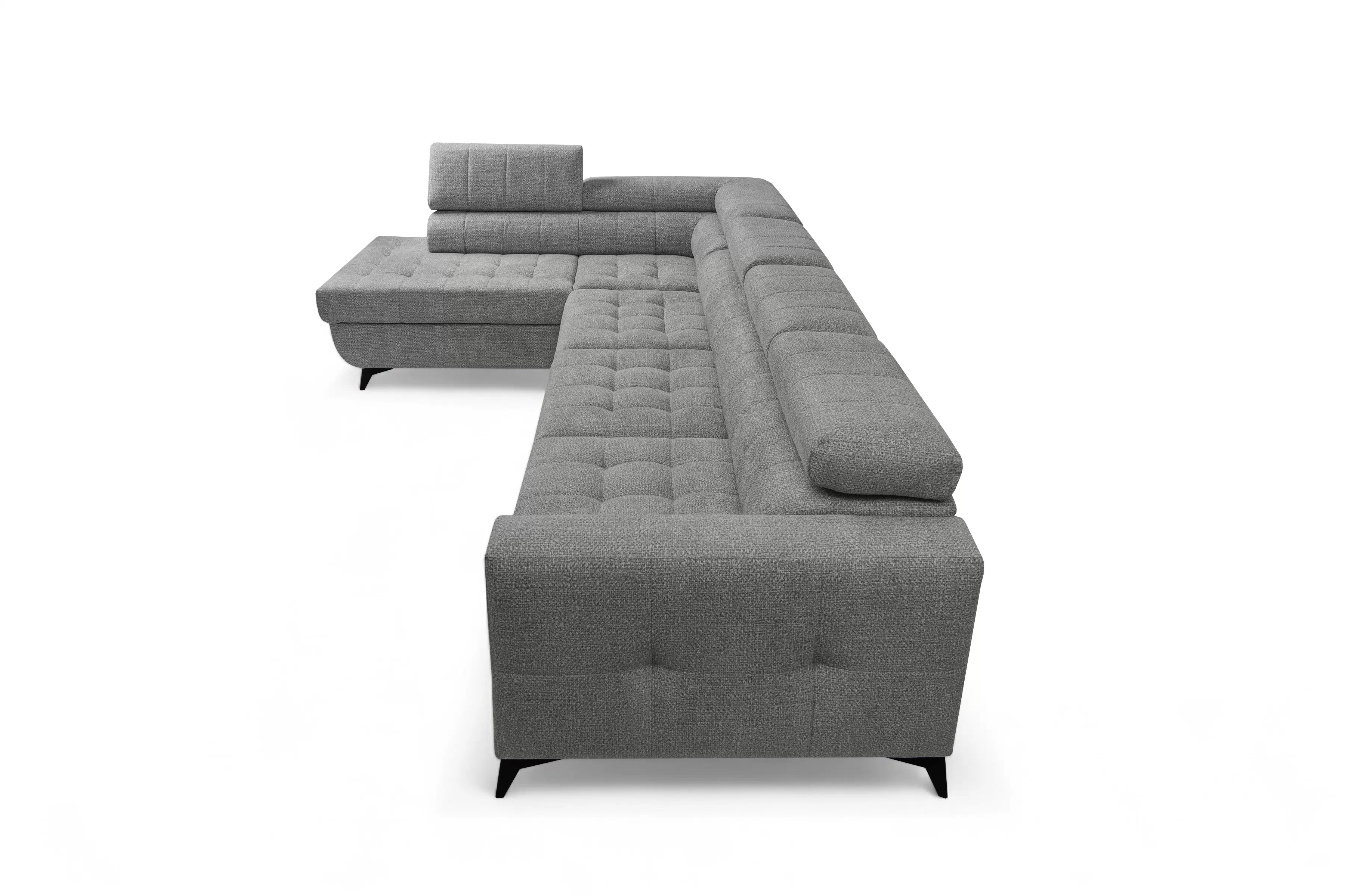 Rozkladacia rohová sedacia súprava Nardo Maxi ľavá - šedá ľahkočistiaca žinylka Taro 97 Rohová sedacia súprava Nardo Maxi s funkciou spánku Ľavá strana - šedý šenil ľahkočistiaci Taro 97 