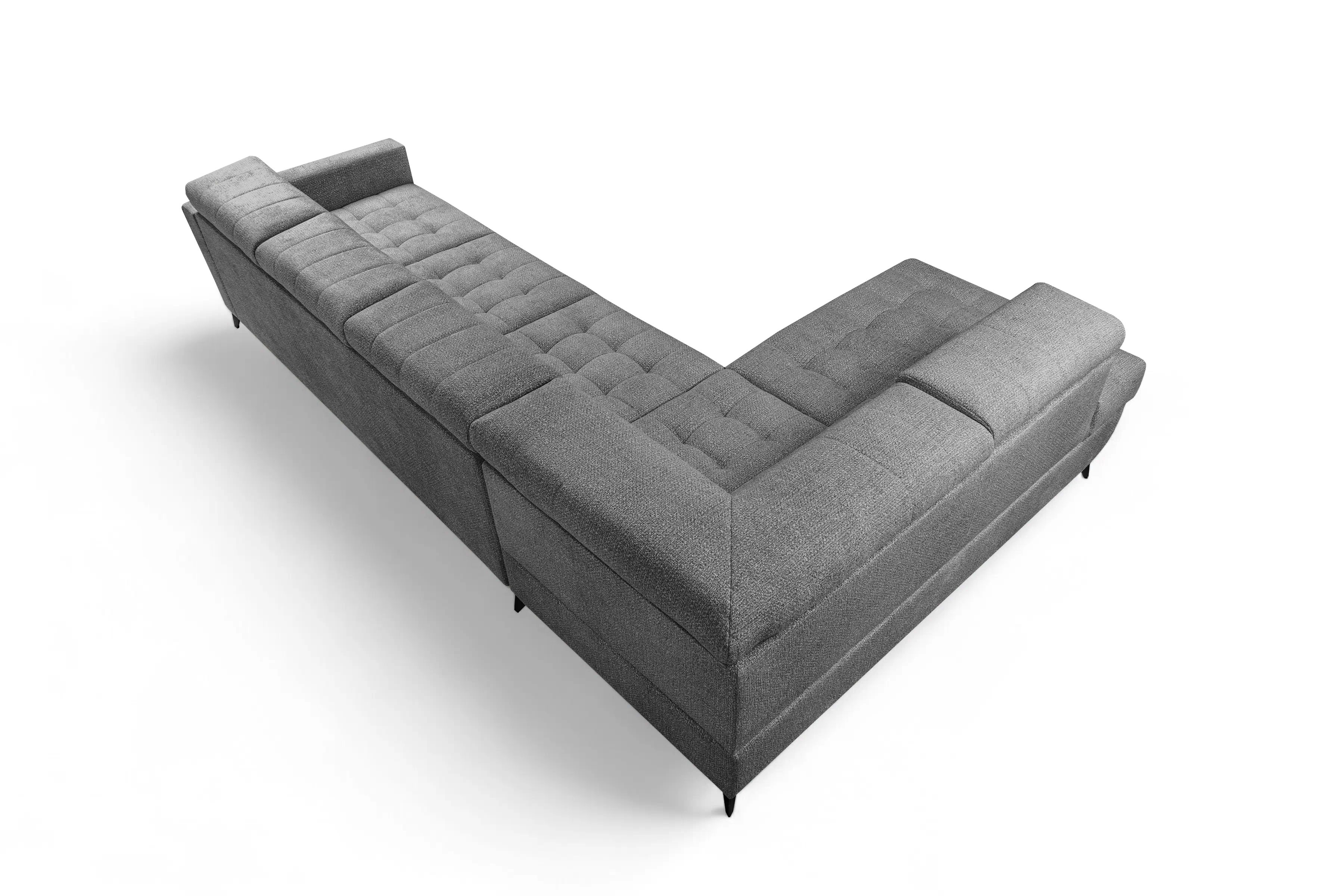 Rozkladacia rohová sedacia súprava Nardo Maxi ľavá - šedá ľahkočistiaca žinylka Taro 97 Rohová sedacia súprava Nardo Maxi s funkciou spánku Ľavá strana - šedý šenil ľahkočistiaci Taro 97 