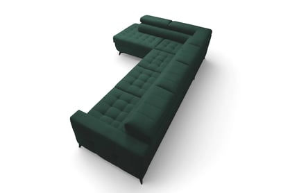 Rohová sedačka Nardo Maxi s rozkladom ľavostranná - zelený zamat Bluvel 78 Rohová sedacia súprava Nardo Maxi s funkciou spánku Ľavá strana - Zelený velúr Bluvel 78