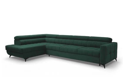 Rohová sedačka Nardo Maxi s rozkladom ľavostranná - zelený zamat Bluvel 78 Rohová sedacia súprava Nardo Maxi s funkciou spánku Ľavá strana - Zelený velúr Bluvel 78