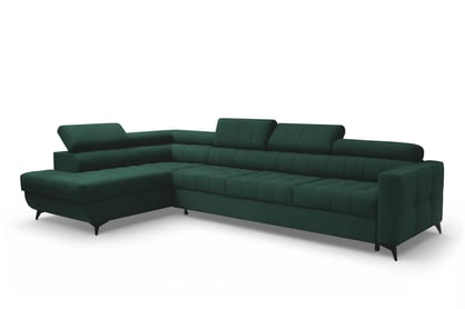 Rohová sedačka Nardo Maxi s rozkladom ľavostranná - zelený zamat Bluvel 78