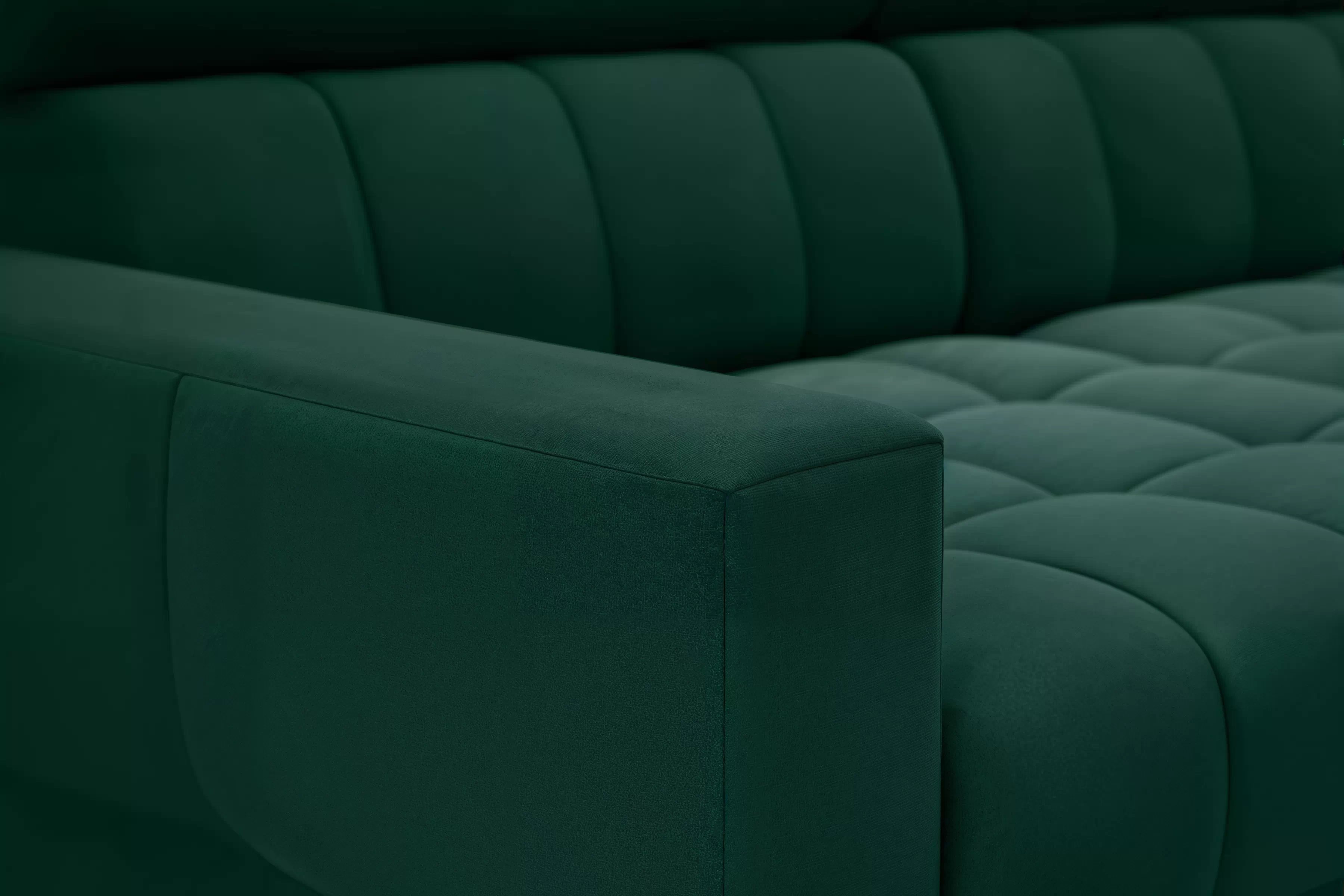 Rohová sedačka Nardo Maxi s rozkladom ľavostranná - zelený zamat Bluvel 78 Rohová sedacia súprava Nardo Maxi s funkciou spánku Ľavá strana - Zelený velúr Bluvel 78