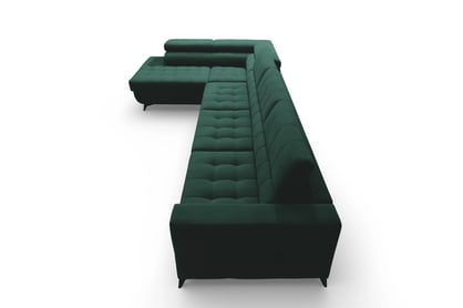 Rohová sedačka Nardo Maxi s rozkladom ľavostranná - zelený zamat Bluvel 78 Rohová sedacia súprava Nardo Maxi s funkciou spánku Ľavá strana - Zelený velúr Bluvel 78