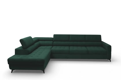Rohová sedačka Nardo Maxi s rozkladom ľavostranná - zelený zamat Bluvel 78 Rohová sedacia súprava Nardo Maxi s funkciou spánku Ľavá strana - Zelený velúr Bluvel 78