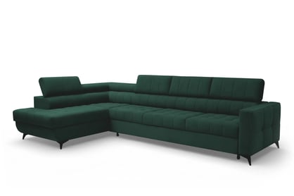 Rohová sedačka Nardo Maxi s rozkladom ľavostranná - zelený zamat Bluvel 78 Rohová sedacia súprava Nardo Maxi s funkciou spánku Ľavá strana - Zelený velúr Bluvel 78