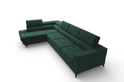 Rohová sedačka Nardo Maxi s rozkladom ľavostranná - zelený zamat Bluvel 78 Rohová sedacia súprava Nardo Maxi s funkciou spánku Ľavá strana - Zelený velúr Bluvel 78
