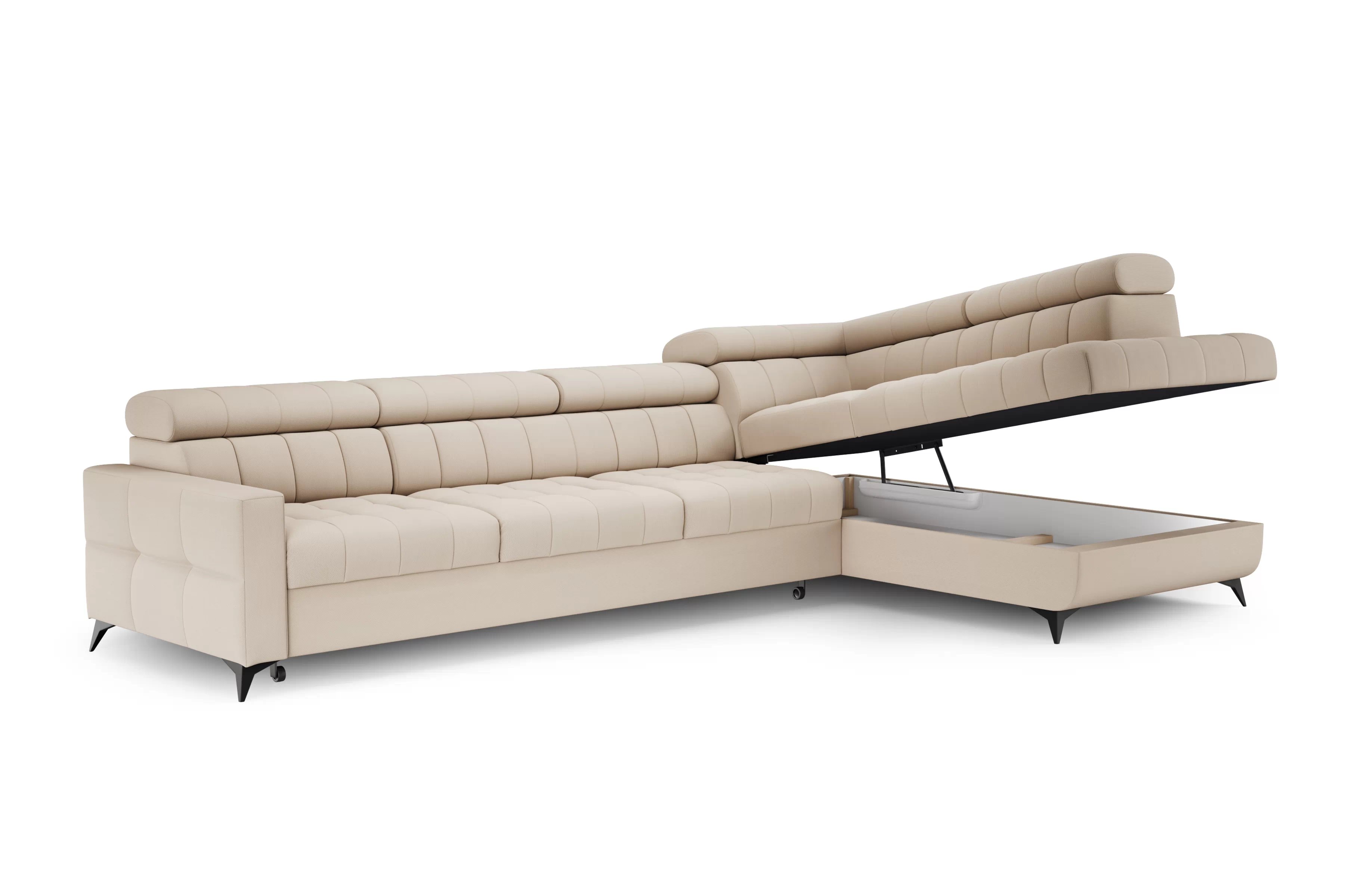 Rozkladacia rohová sedacia súprava Nardo Maxi pravá - béžový plyš Pretty 03 Rohová sedacia súprava Nardo Maxi s funkciou spánku pravá strana - béžový plusz Pretty 03 