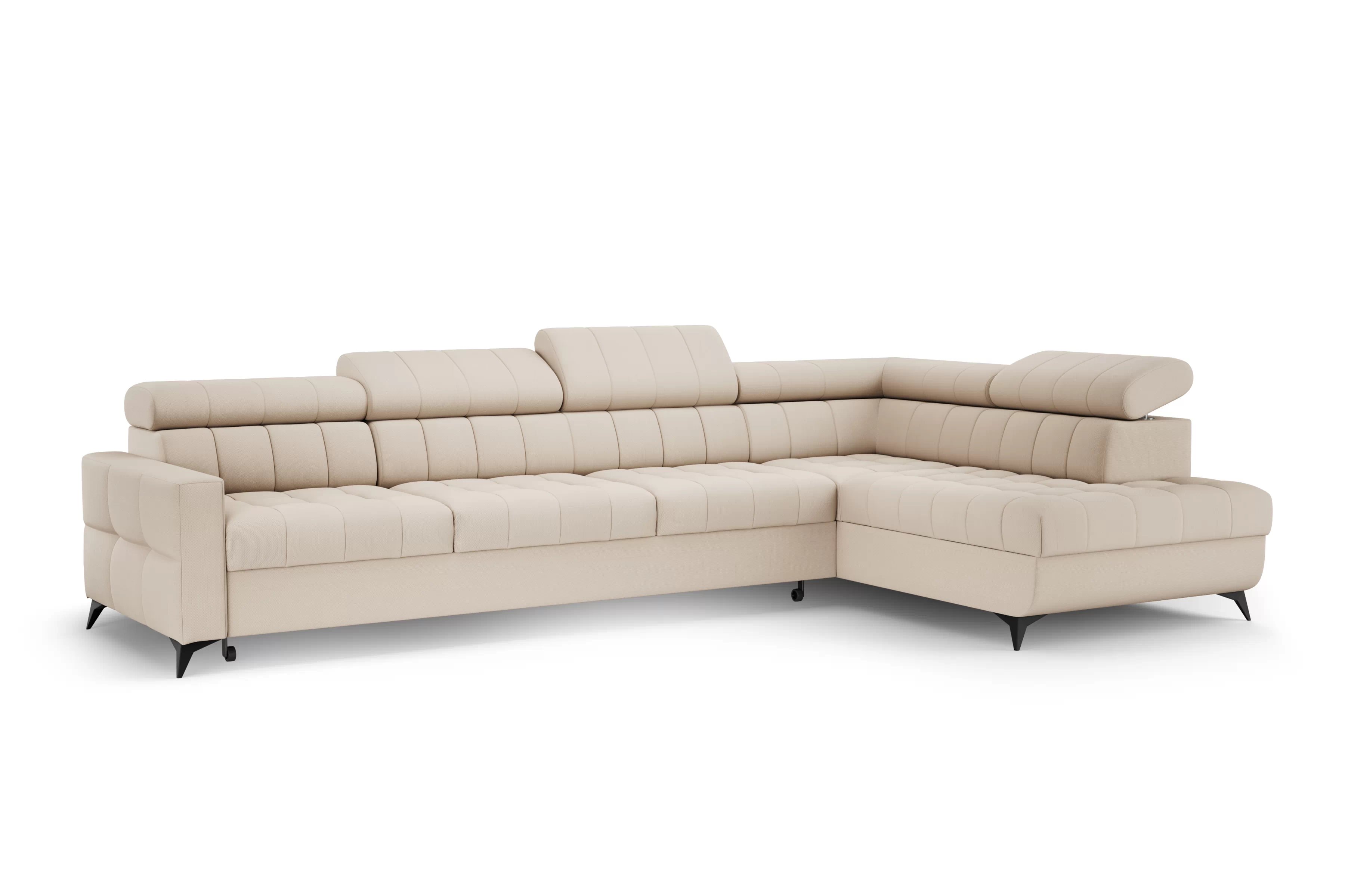 Rozkladacia rohová sedacia súprava Nardo Maxi pravá - béžový plyš Pretty 03 Rohová sedacia súprava Nardo Maxi s funkciou spánku pravá strana - béžový plusz Pretty 03 