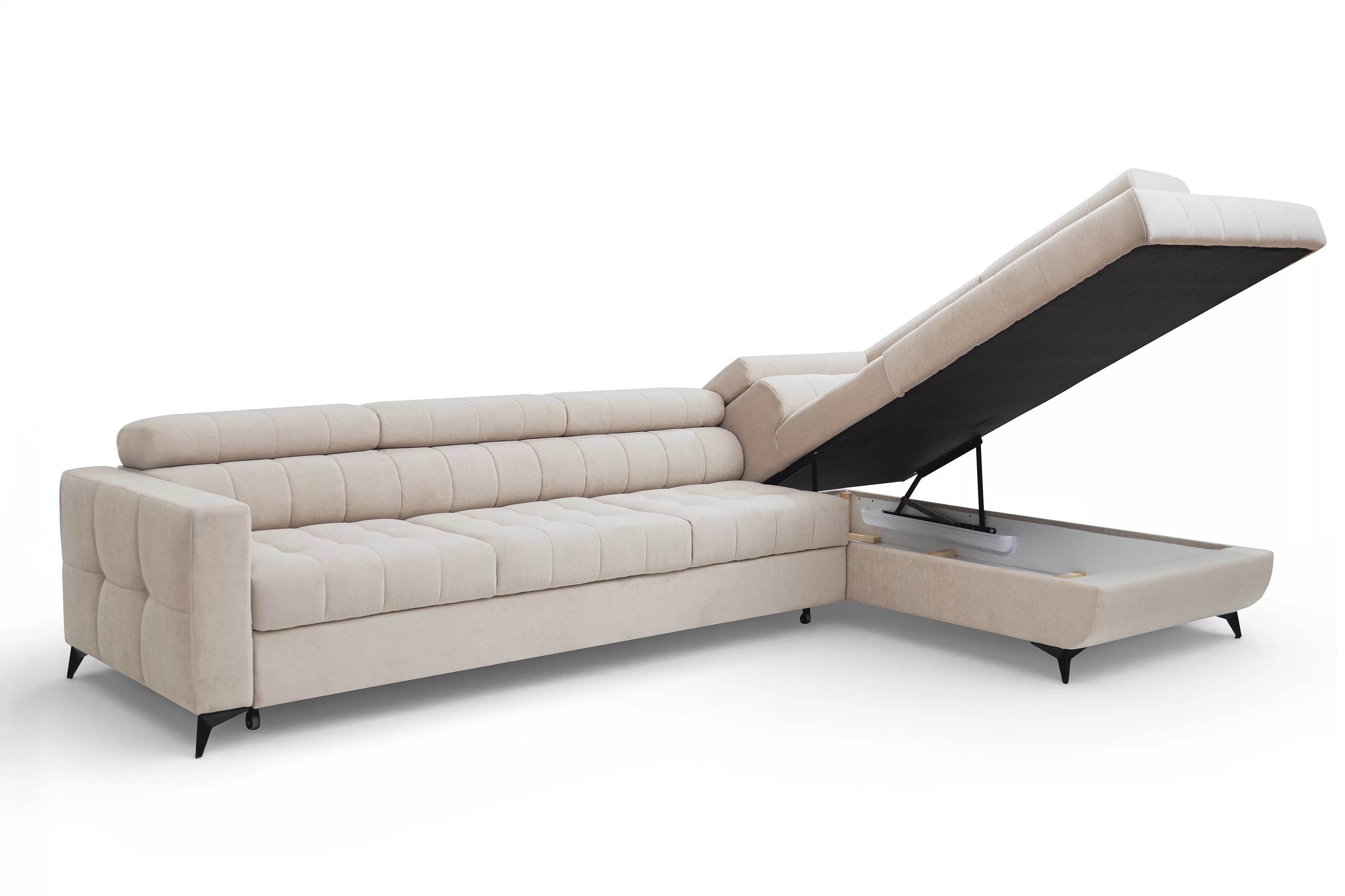 Rohová sedačka Nardo Maxi s funkciou spania pravá - béžový plyš Pretty 03 Rohová sedacia súprava Nardo Maxi s funkciou spánku pravá strana - béžový plusz Pretty 03 