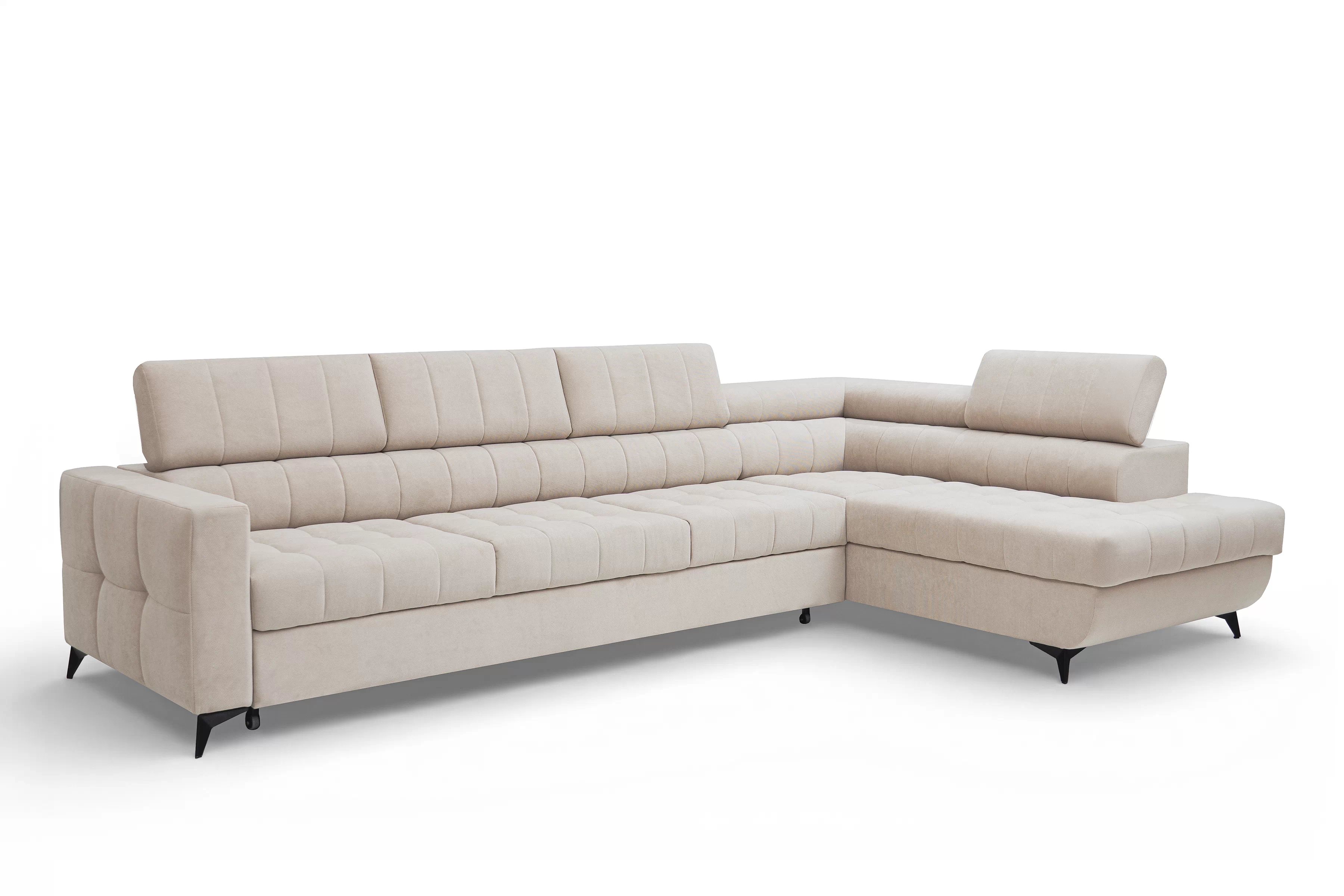 Rohová sedačka Nardo Maxi s funkciou spania pravá - béžový plyš Pretty 03 Rohová sedacia súprava Nardo Maxi s funkciou spánku pravá strana - béžový plusz Pretty 03 