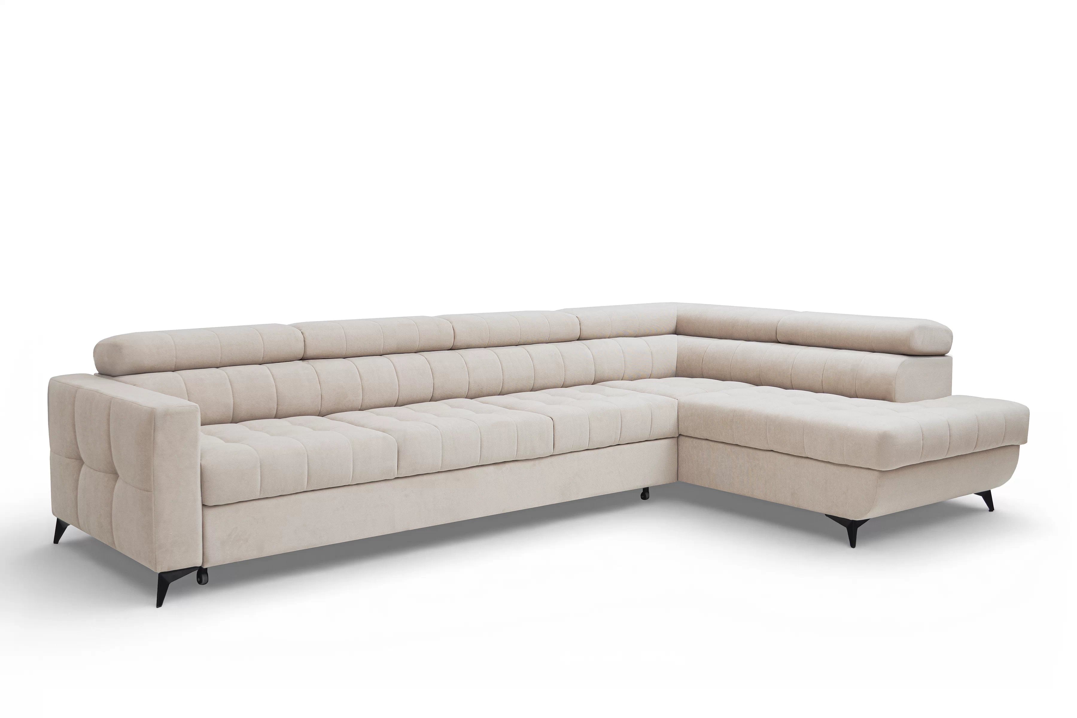 Rohová sedačka Nardo Maxi s funkciou spania pravá - béžový plyš Pretty 03 Rohová sedacia súprava Nardo Maxi s funkciou spánku pravá strana - béžový plusz Pretty 03 