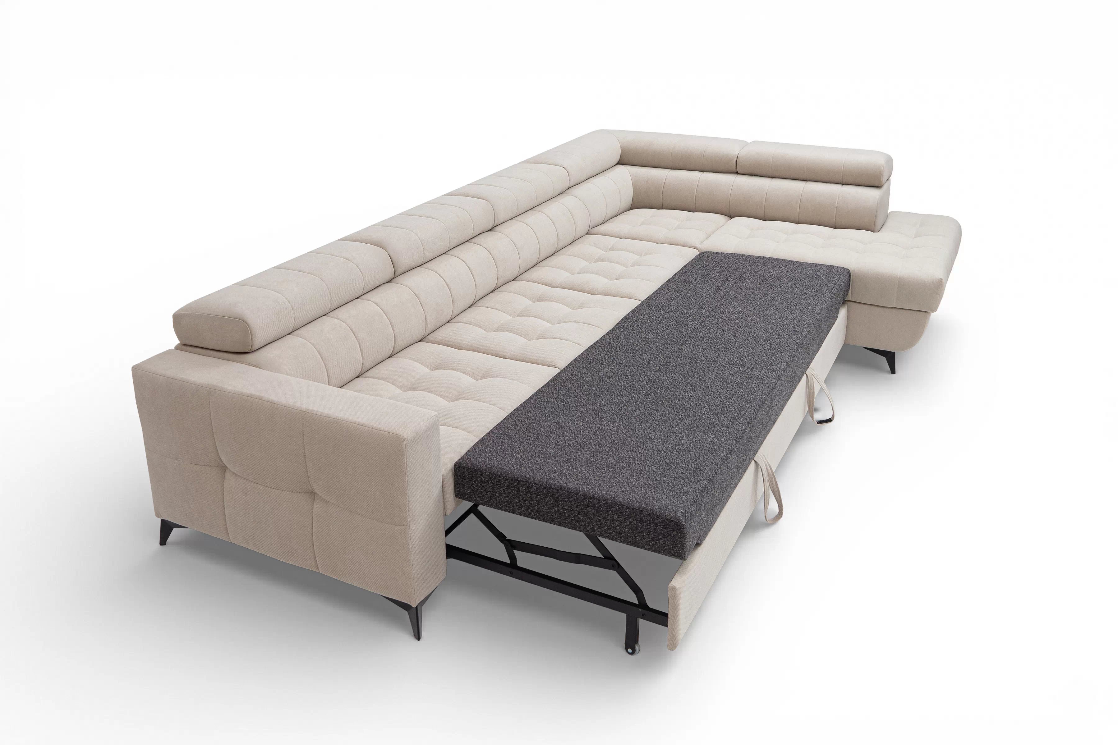 Rohová sedačka Nardo Maxi s funkciou spania pravá - béžový plyš Pretty 03 Rohová sedacia súprava Nardo Maxi s funkciou spánku pravá strana - béžový plusz Pretty 03 