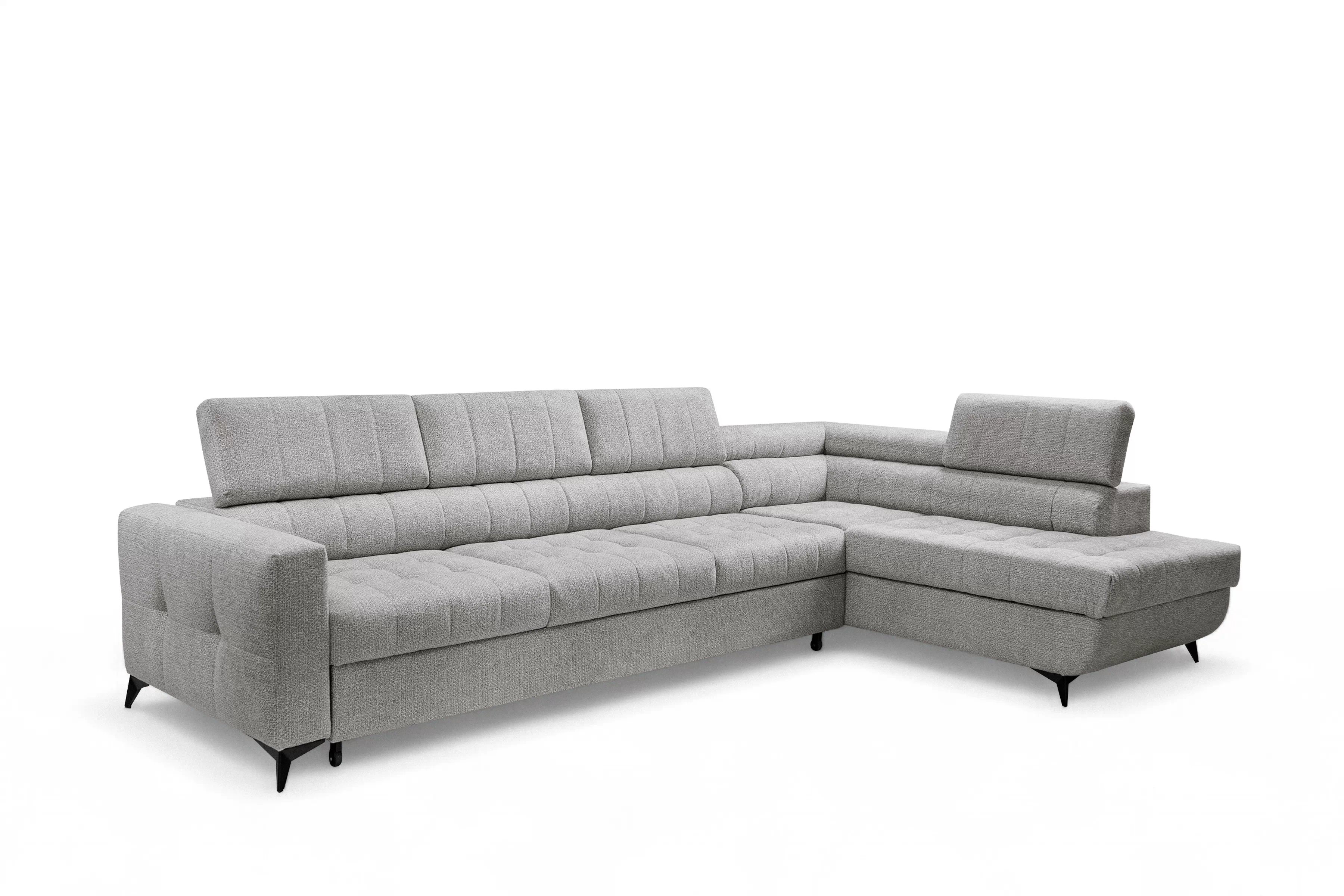 Rozkládací rohová sedací souprava Nardo Maxi pravá - šedá Taro 11 Rohová sedací souprava Nardo Maxi rozkládací pravá - šedá šenil latwoczyszczacy Taro 11 