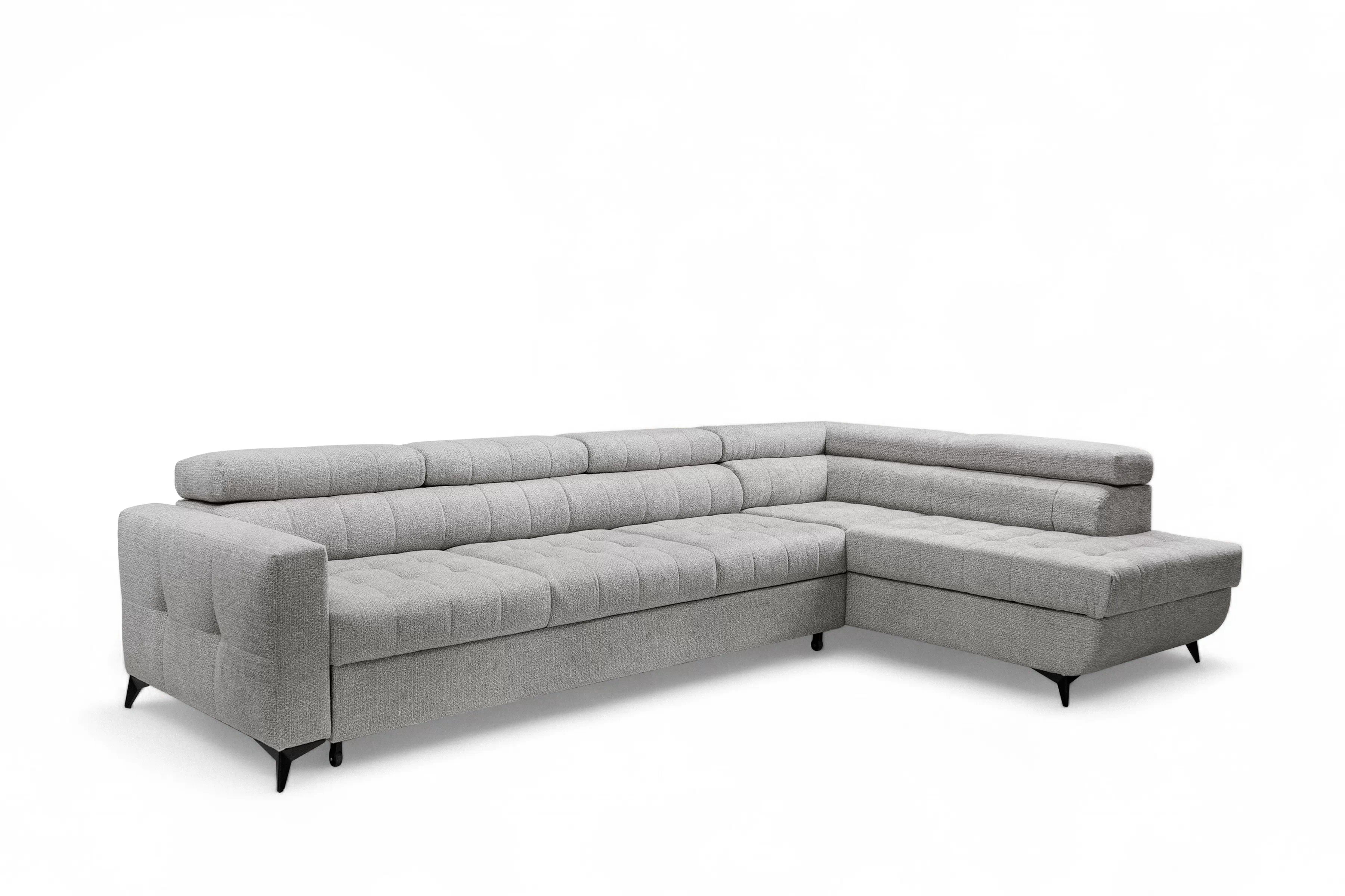 Rozkládací rohová sedací souprava Nardo Maxi pravá - šedá Taro 11 Rohová sedací souprava Nardo Maxi rozkládací pravá - šedá šenil latwoczyszczacy Taro 11 