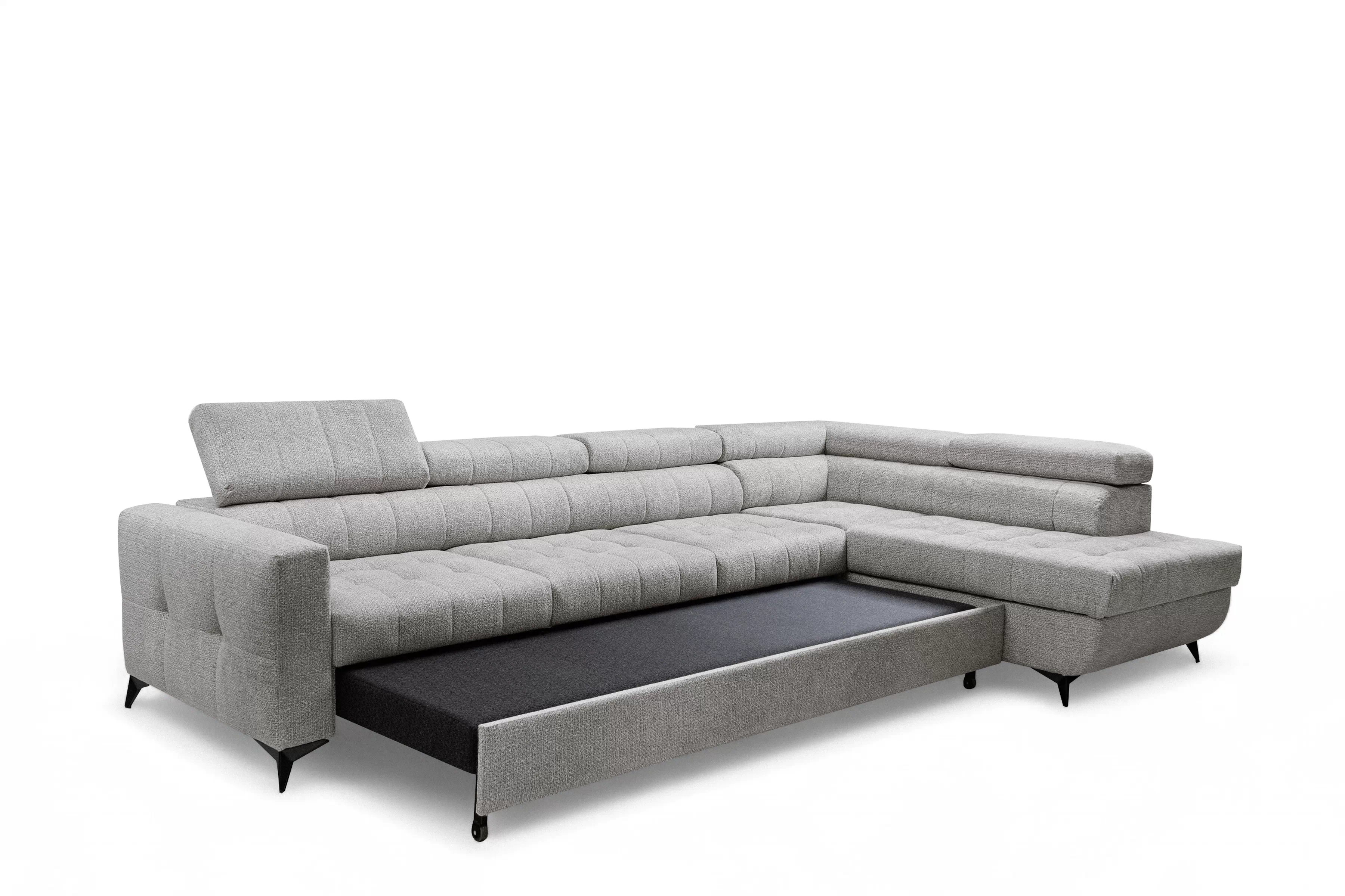 Rozkládací rohová sedací souprava Nardo Maxi pravá - šedá Taro 11 Rohová sedací souprava Nardo Maxi rozkládací pravá - šedá šenil latwoczyszczacy Taro 11 