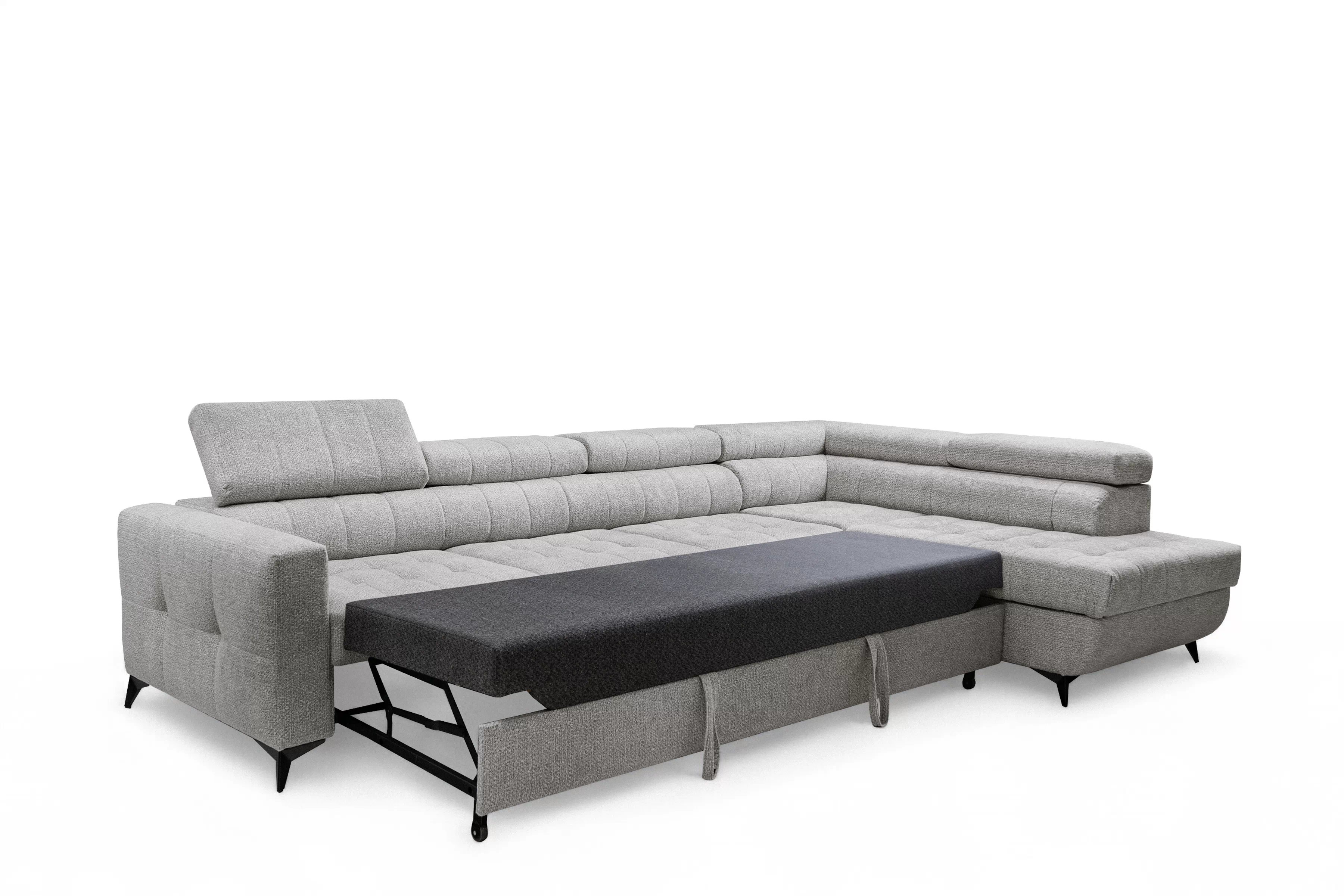 Rozkládací rohová sedací souprava Nardo Maxi pravá - šedá Taro 11 Rohová sedací souprava Nardo Maxi rozkládací pravá - šedá šenil latwoczyszczacy Taro 11 