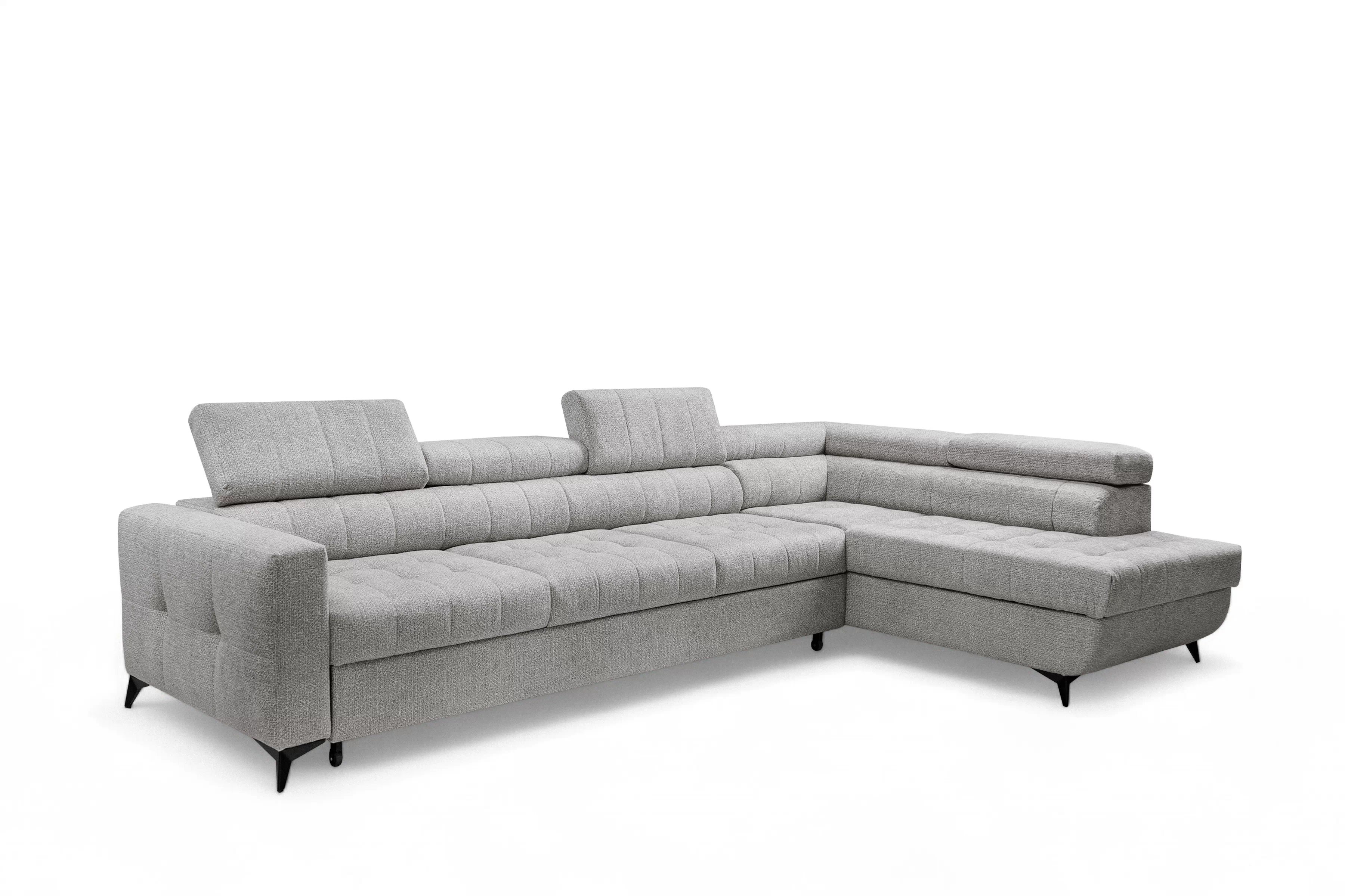 Rozkládací rohová sedací souprava Nardo Maxi pravá - šedá Taro 11 Rohová sedací souprava Nardo Maxi rozkládací pravá - šedá šenil latwoczyszczacy Taro 11 