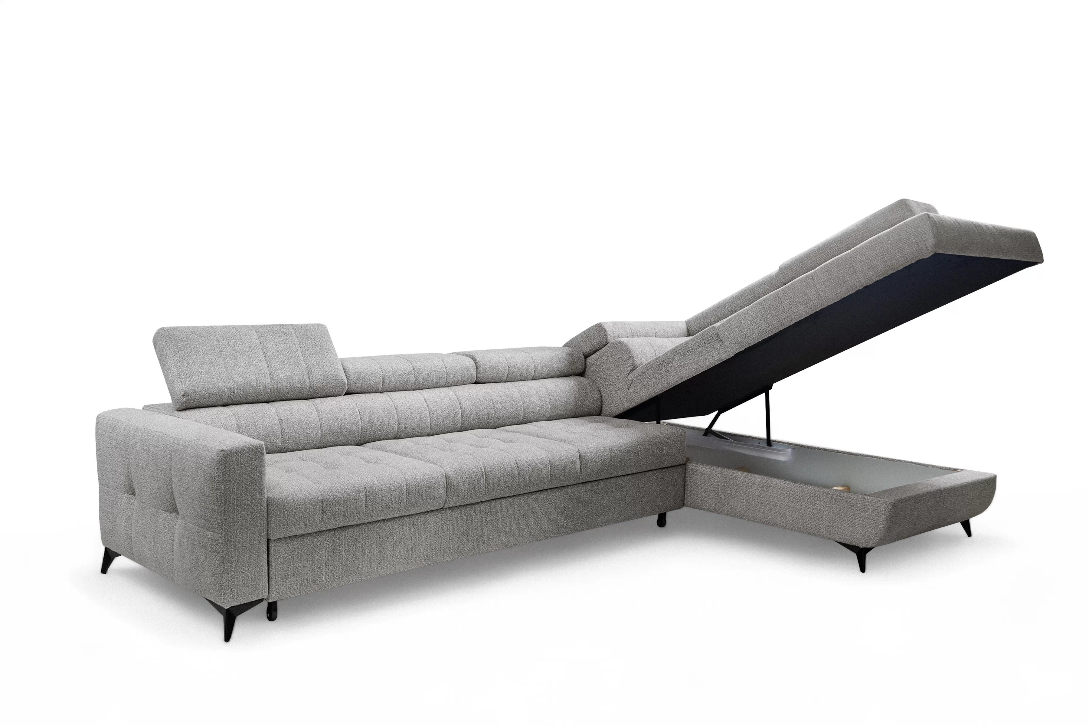 Rozkládací rohová sedací souprava Nardo Maxi pravá - šedá Taro 11 Rohová sedací souprava Nardo Maxi rozkládací pravá - šedá šenil latwoczyszczacy Taro 11 