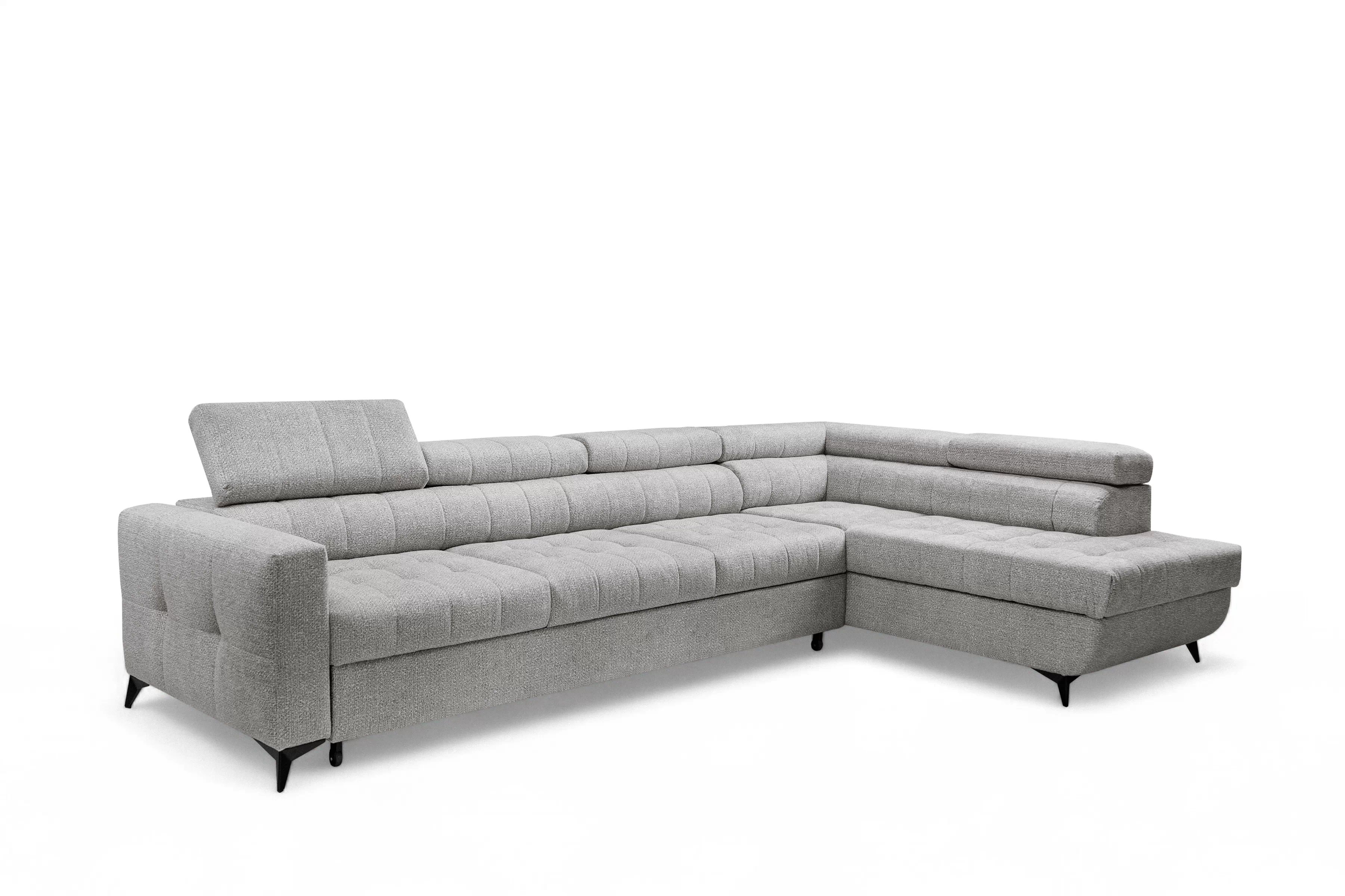 Rozkládací rohová sedací souprava Nardo Maxi pravá - šedá Taro 11 Rohová sedací souprava Nardo Maxi rozkládací pravá - šedá šenil latwoczyszczacy Taro 11 