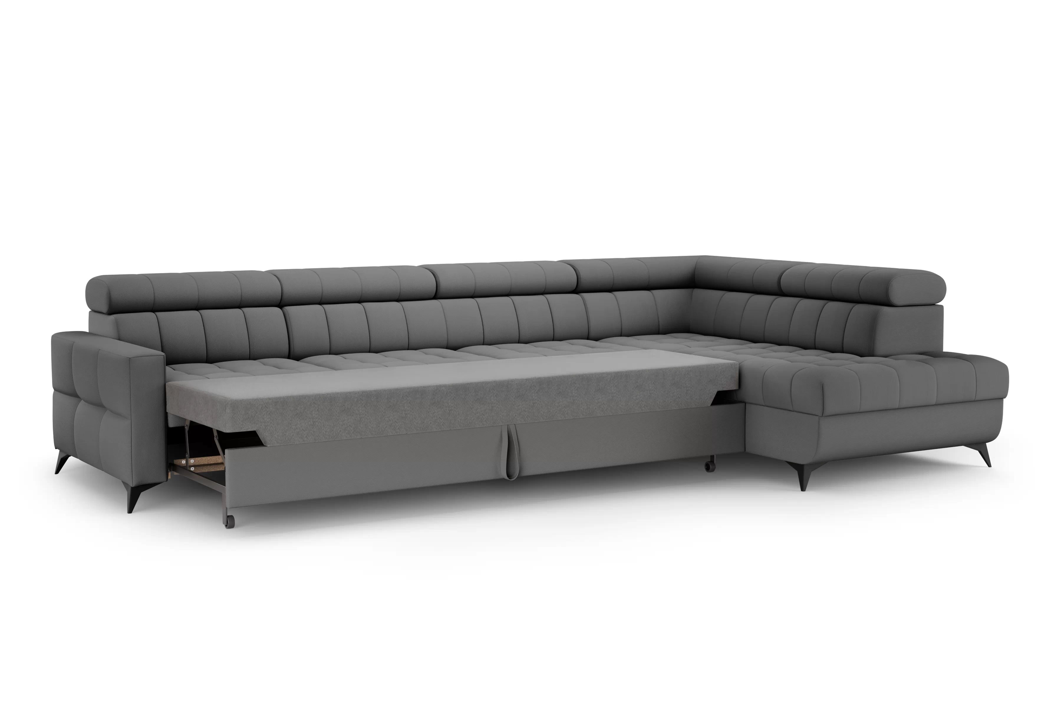 Rozkladacia rohová sedacia súprava Nardo Maxi pravá - sivý plyš Pretty 17 Rohová sedacia súprava Nardo Maxi s funkciou spánku pravá strana - šedý plusz Pretty 17