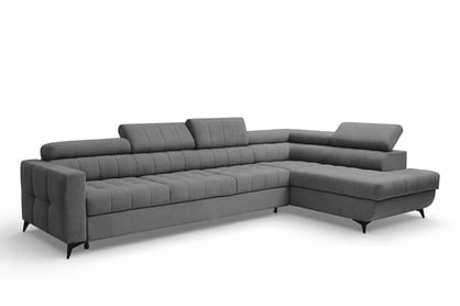 Rozkladacia rohová sedacia súprava Nardo Maxi pravá - sivý plyš Pretty 17