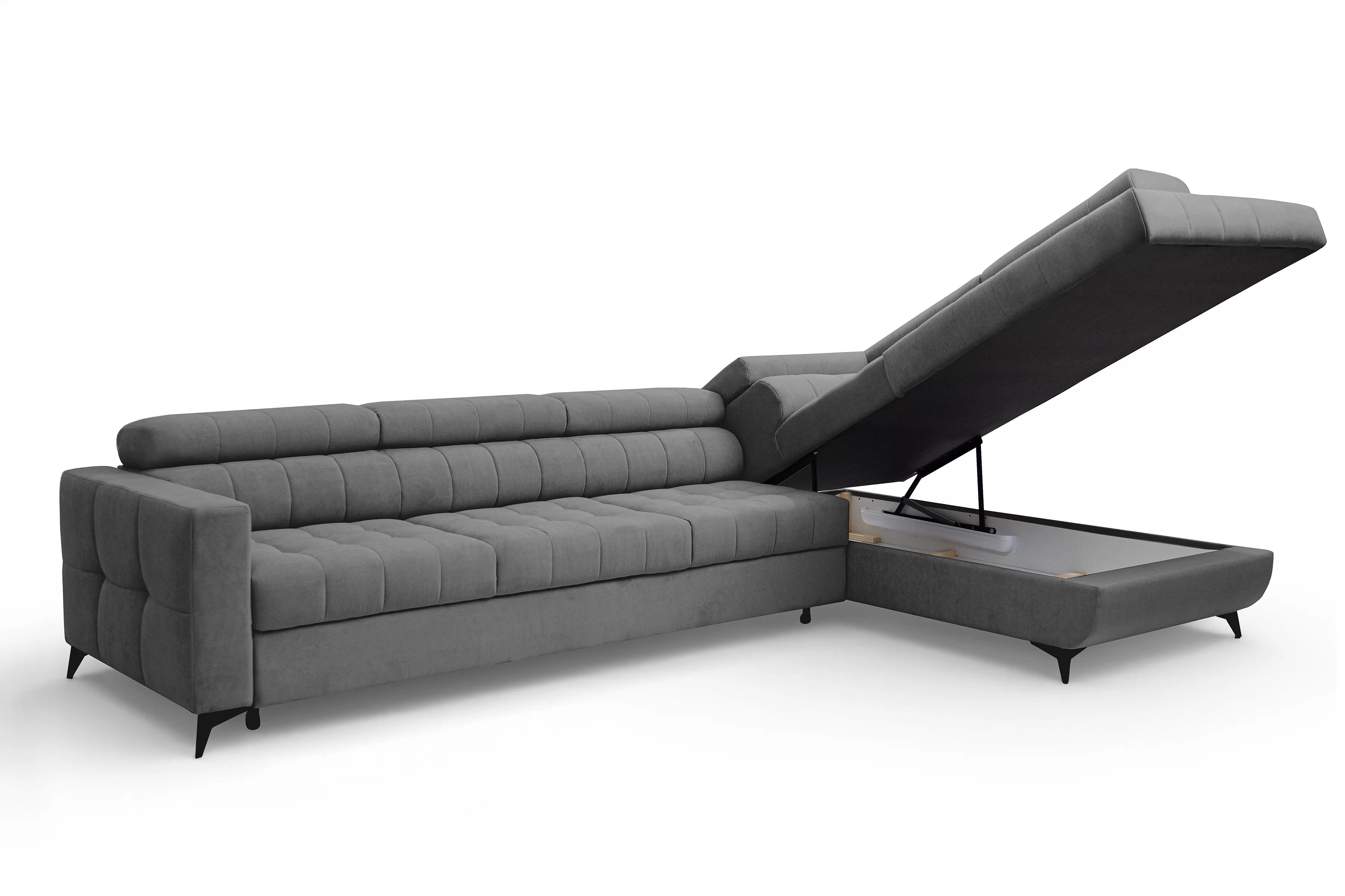 Rohová sedačka Nardo Maxi s funkciou spania pravá - sivý plyš Pretty 17 Rohová sedacia súprava Nardo Maxi s funkciou spánku pravá strana - šedý plusz Pretty 17