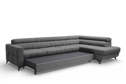 Rohová sedačka Nardo Maxi s funkciou spania pravá - sivý plyš Pretty 17 Rohová sedacia súprava Nardo Maxi s funkciou spánku pravá strana - šedý plusz Pretty 17