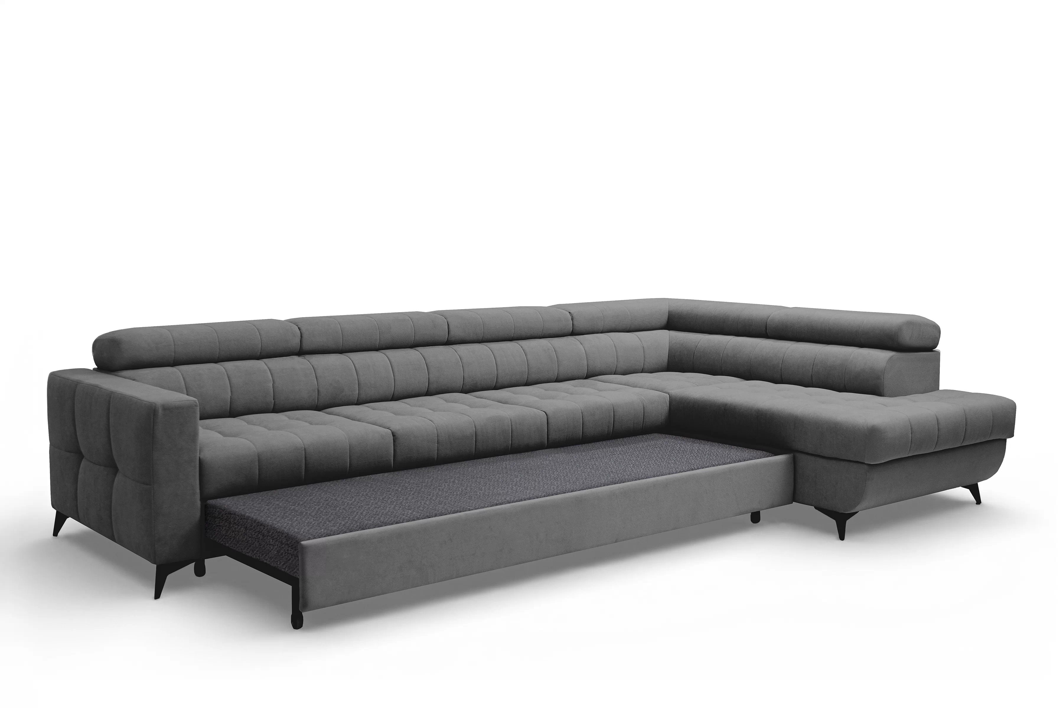 Rohová sedačka Nardo Maxi s funkciou spania pravá - sivý plyš Pretty 17 Rohová sedacia súprava Nardo Maxi s funkciou spánku pravá strana - šedý plusz Pretty 17