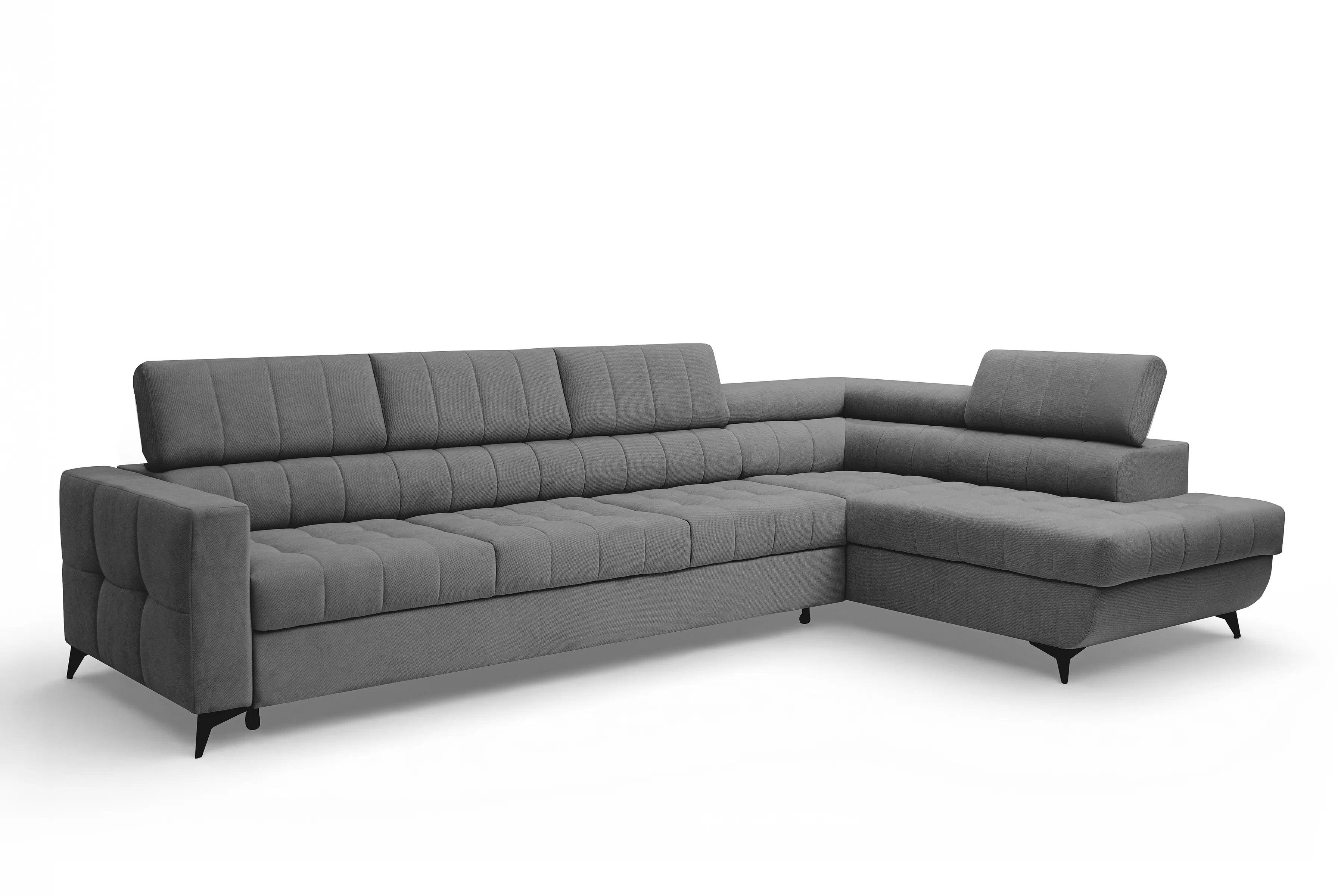 Rohová sedačka Nardo Maxi s funkciou spania pravá - sivý plyš Pretty 17 Rohová sedacia súprava Nardo Maxi s funkciou spánku pravá strana - šedý plusz Pretty 17