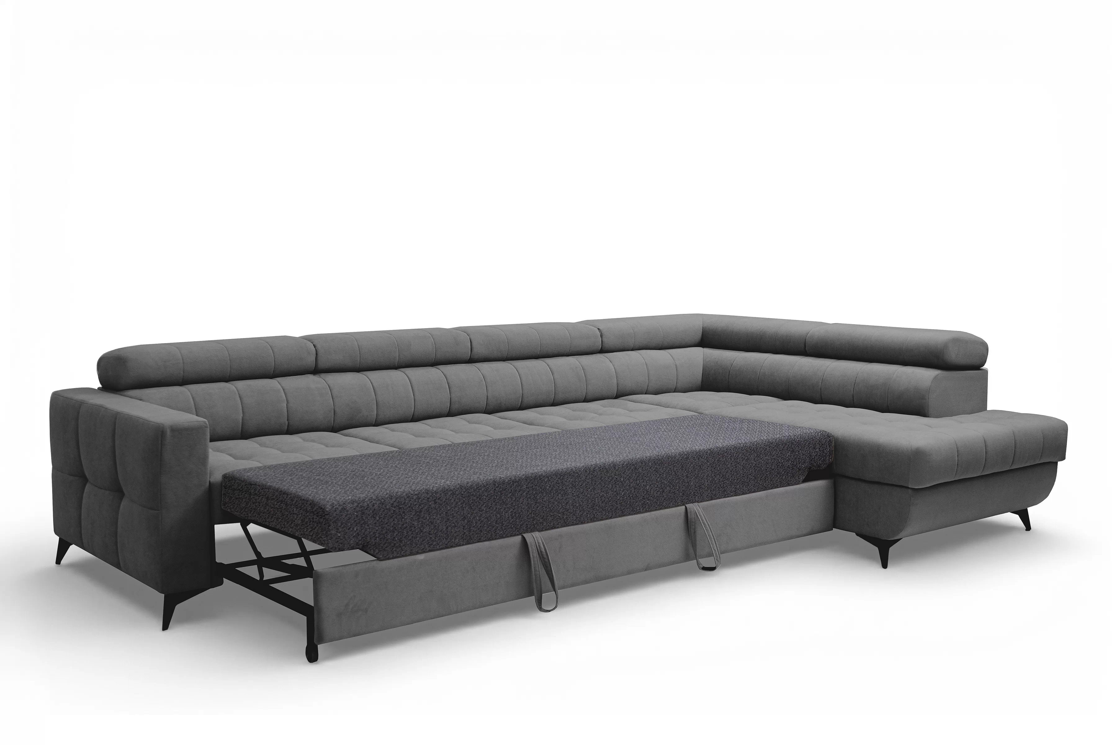 Rohová sedačka Nardo Maxi s funkciou spania pravá - sivý plyš Pretty 17 Rohová sedacia súprava Nardo Maxi s funkciou spánku pravá strana - šedý plusz Pretty 17