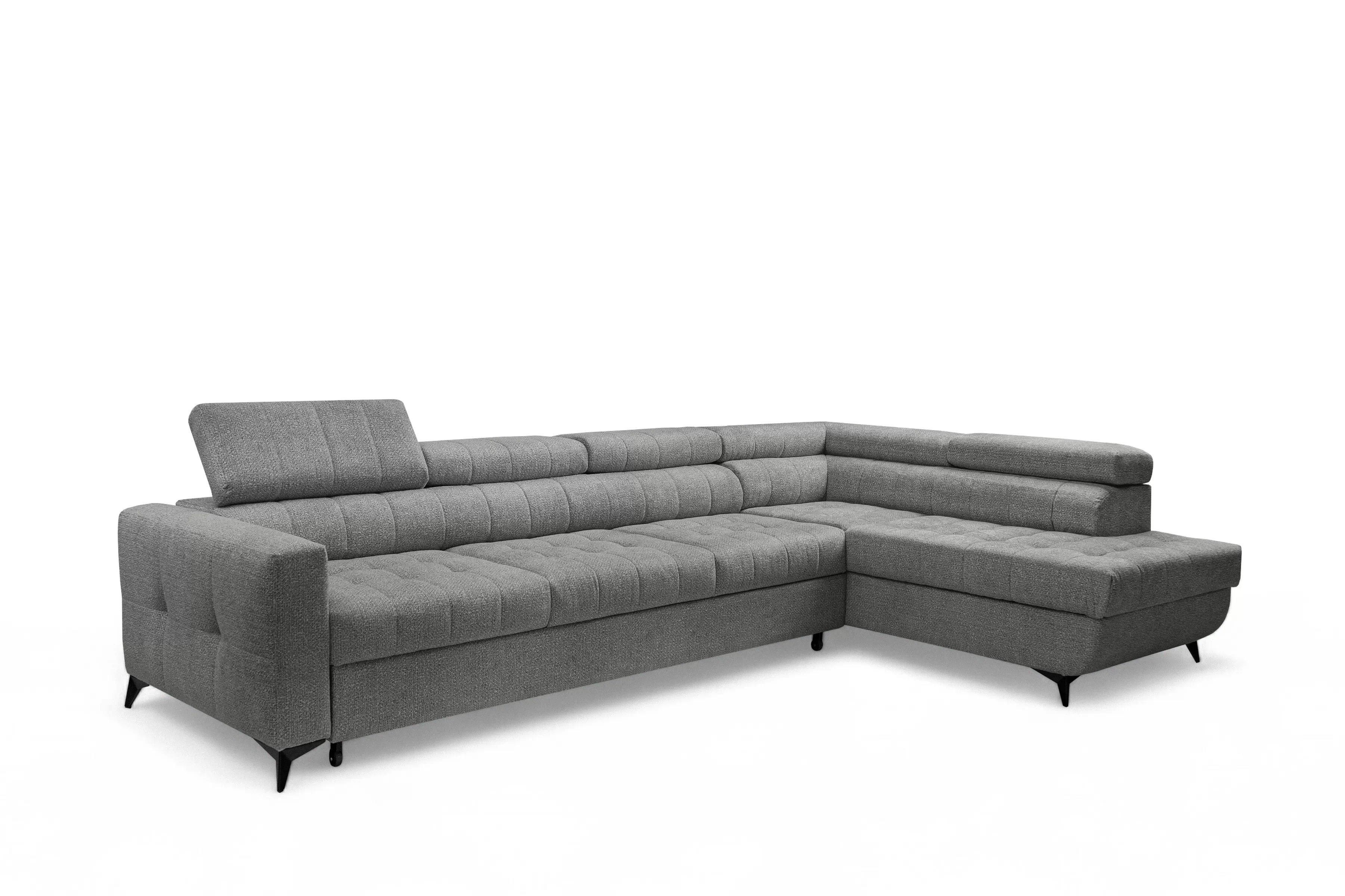 Rozkladacia rohová sedacia súprava Nardo Maxi pravá - šedá ľahkočistiaca žinylka Taro 97 Rohová sedacia súprava Nardo Maxi s funkciou spánku pravá strana - šedý šenil ľahkočistiaci Taro 97 