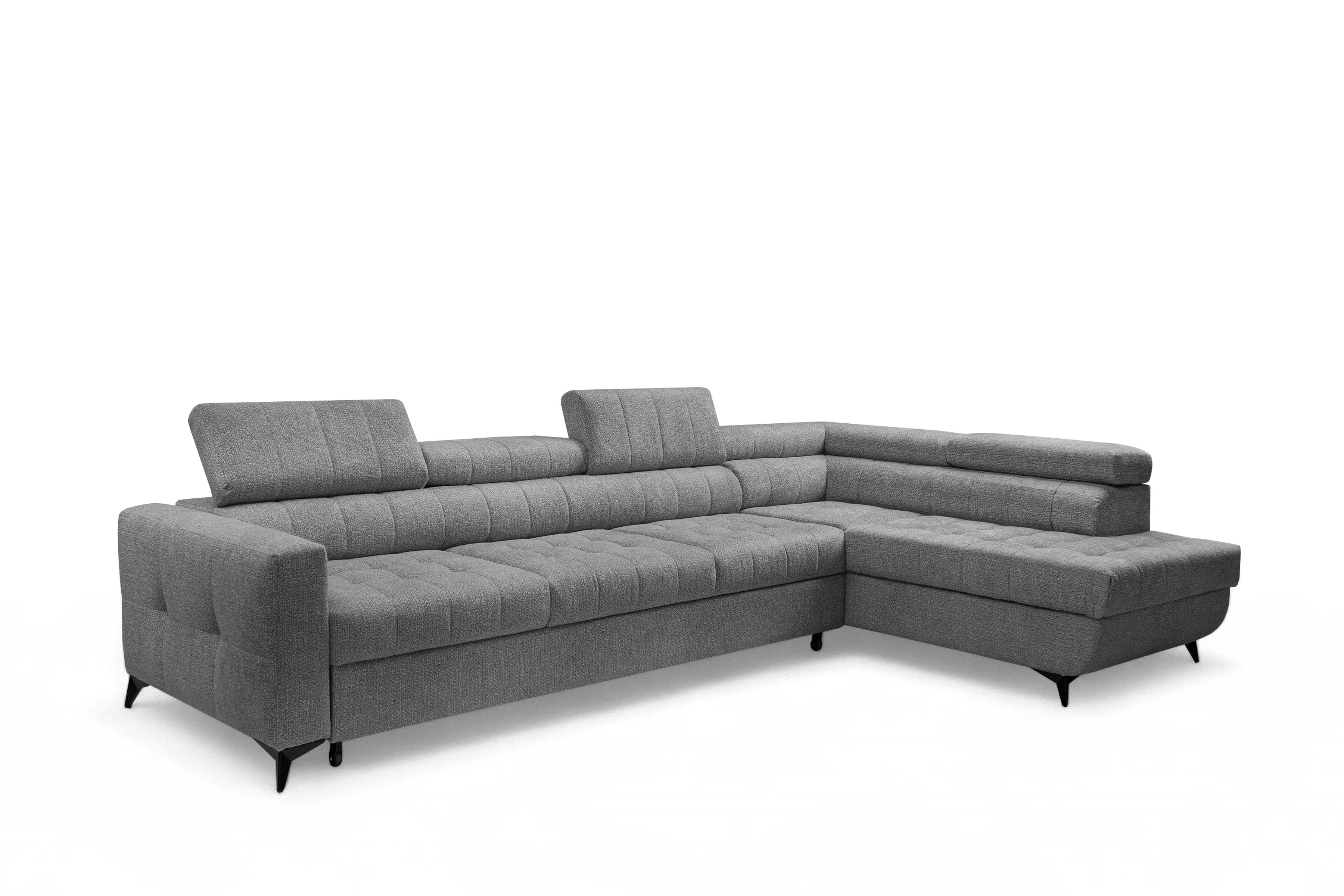 Rozkladacia rohová sedacia súprava Nardo Maxi pravá - šedá ľahkočistiaca žinylka Taro 97 Rohová sedacia súprava Nardo Maxi s funkciou spánku pravá strana - šedý šenil ľahkočistiaci Taro 97 