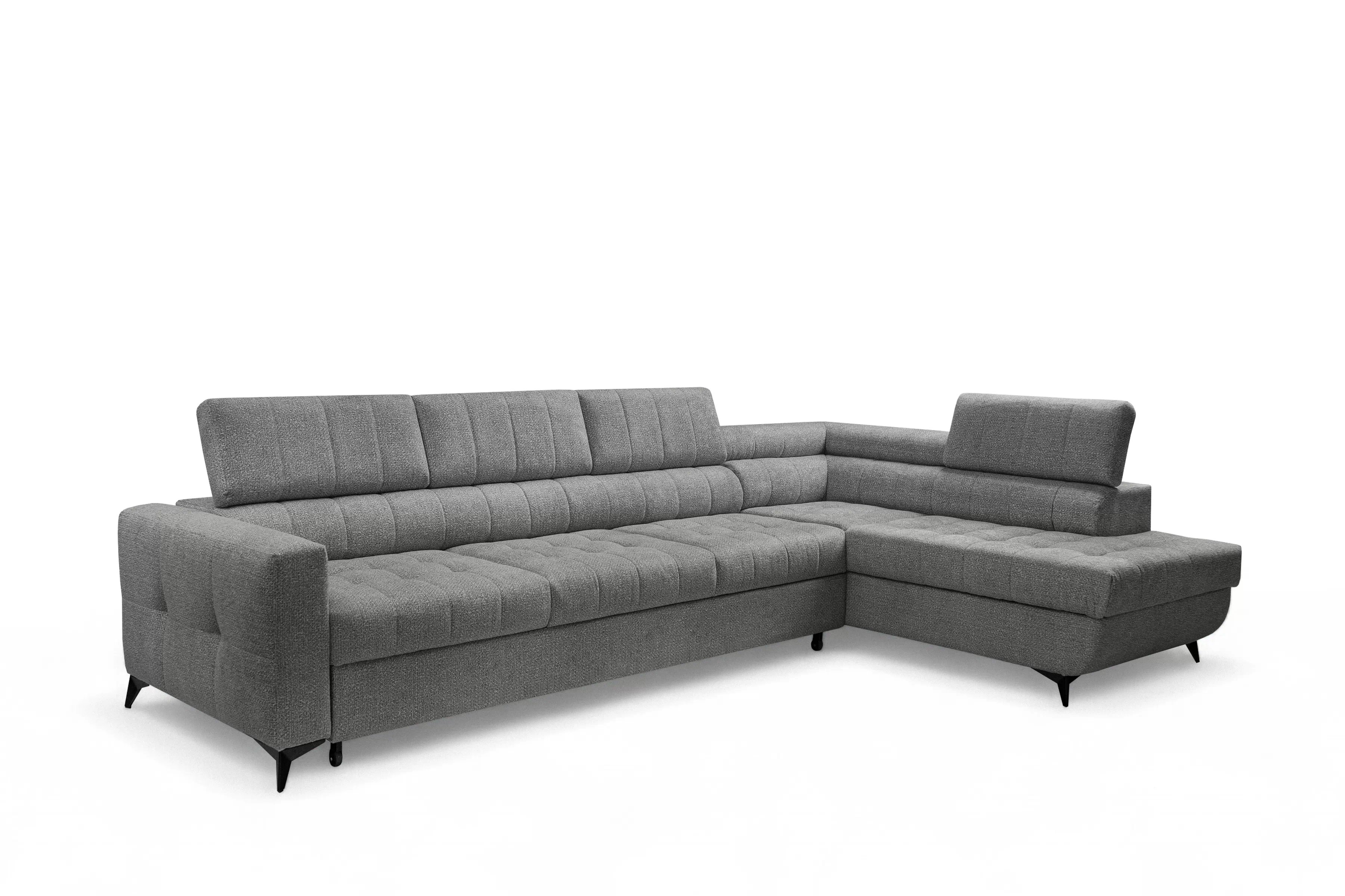 Rozkladacia rohová sedacia súprava Nardo Maxi pravá - šedá ľahkočistiaca žinylka Taro 97 Rohová sedacia súprava Nardo Maxi s funkciou spánku pravá strana - šedý šenil ľahkočistiaci Taro 97 