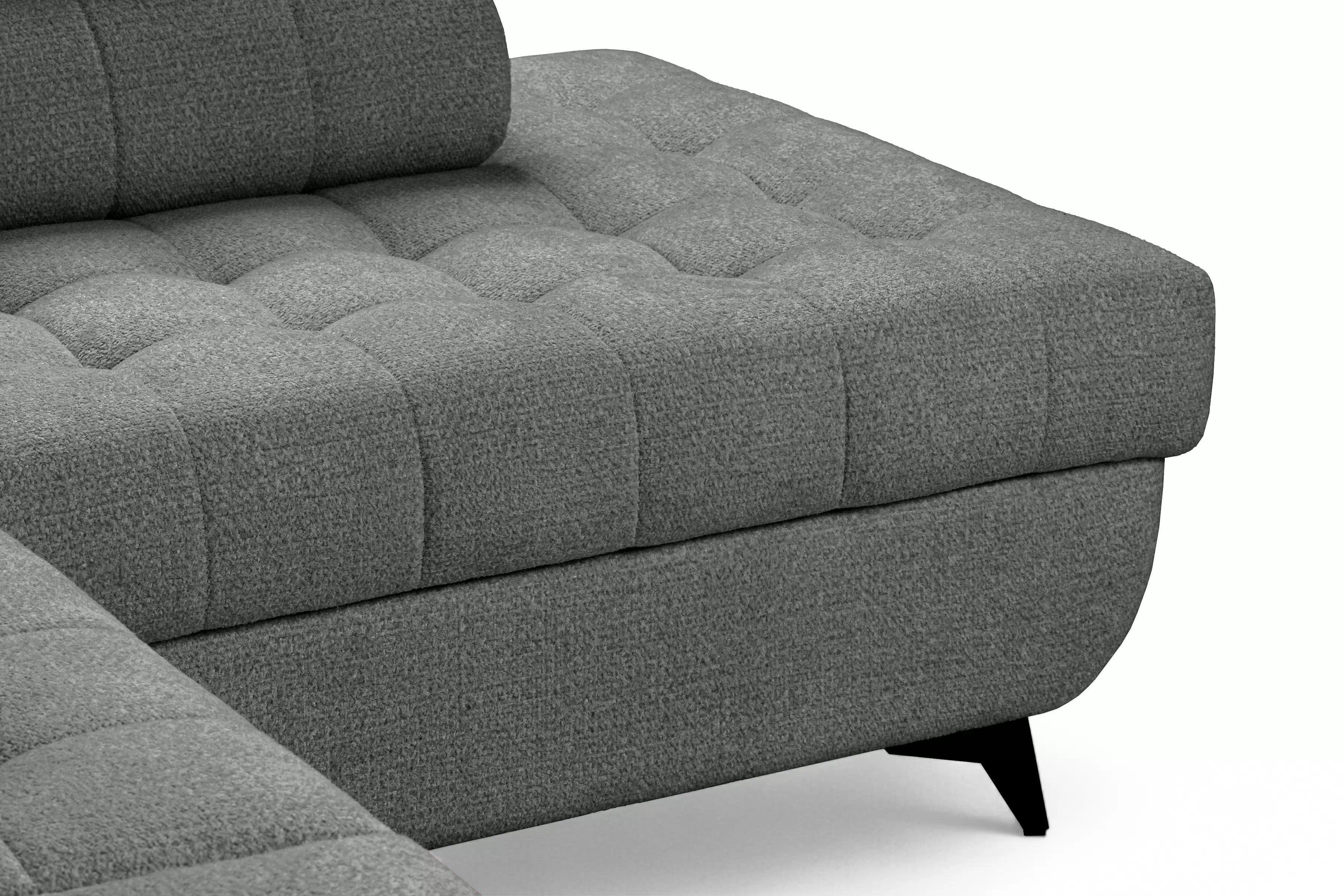 Rozkladacia rohová sedacia súprava Nardo Maxi pravá - šedá ľahkočistiaca žinylka Taro 97 Rohová sedacia súprava Nardo Maxi s funkciou spánku pravá strana - šedý šenil ľahkočistiaci Taro 97 