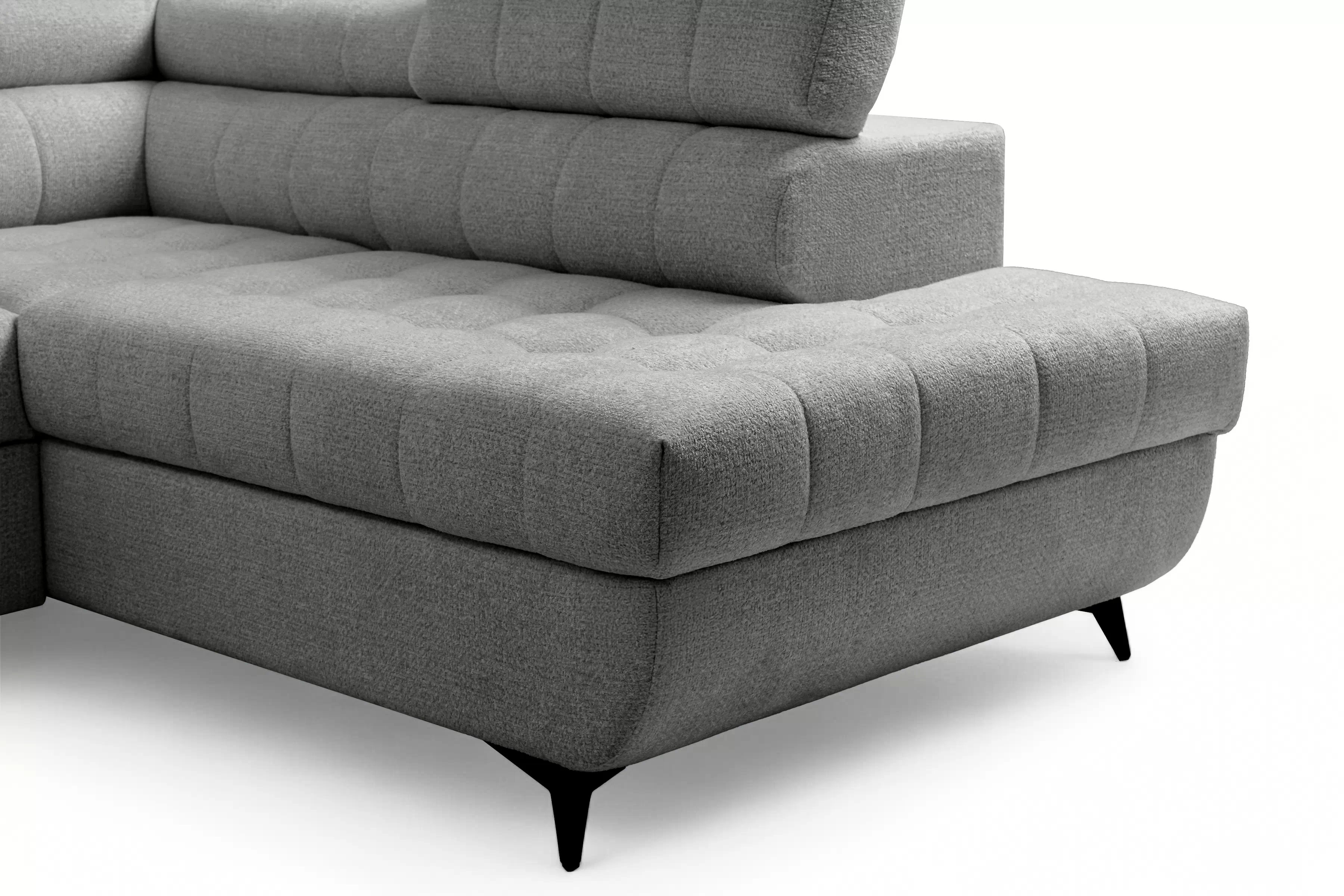 Rozkladacia rohová sedacia súprava Nardo Maxi pravá - šedá ľahkočistiaca žinylka Taro 97 Rohová sedacia súprava Nardo Maxi s funkciou spánku pravá strana - šedý šenil ľahkočistiaci Taro 97 