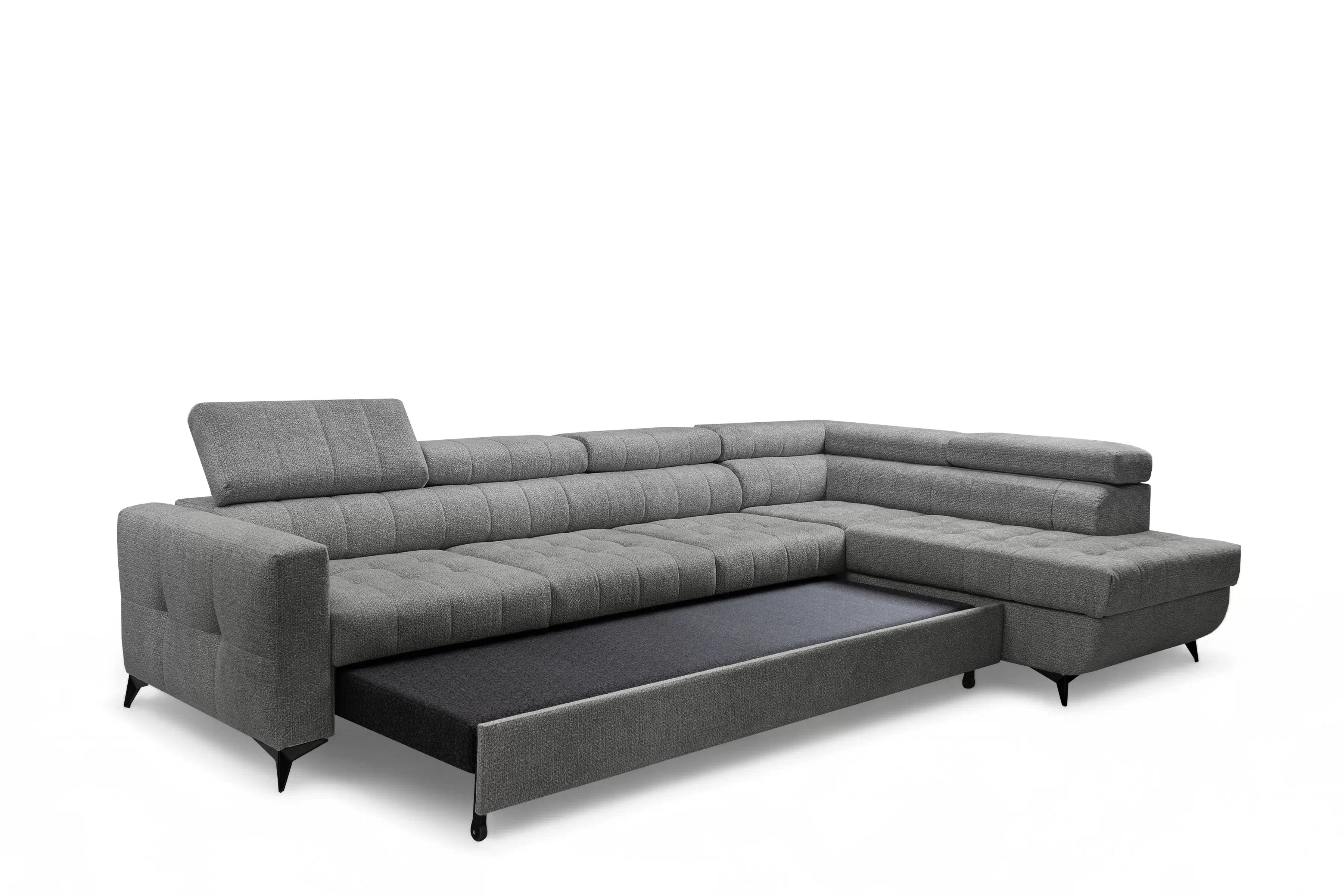 Rozkladacia rohová sedacia súprava Nardo Maxi pravá - šedá ľahkočistiaca žinylka Taro 97 Rohová sedacia súprava Nardo Maxi s funkciou spánku pravá strana - šedý šenil ľahkočistiaci Taro 97 