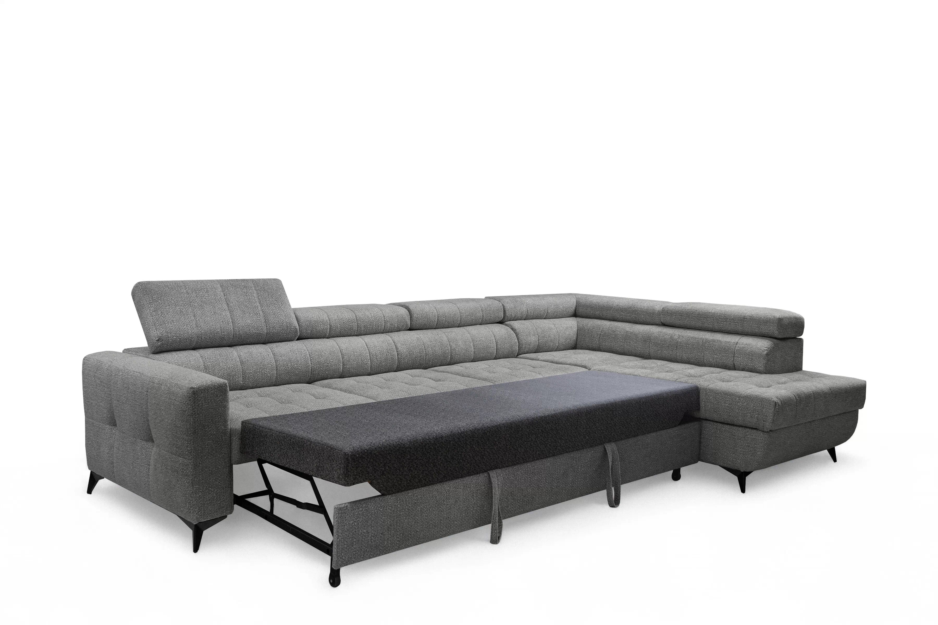 Rozkladacia rohová sedacia súprava Nardo Maxi pravá - šedá ľahkočistiaca žinylka Taro 97 Rohová sedacia súprava Nardo Maxi s funkciou spánku pravá strana - šedý šenil ľahkočistiaci Taro 97 