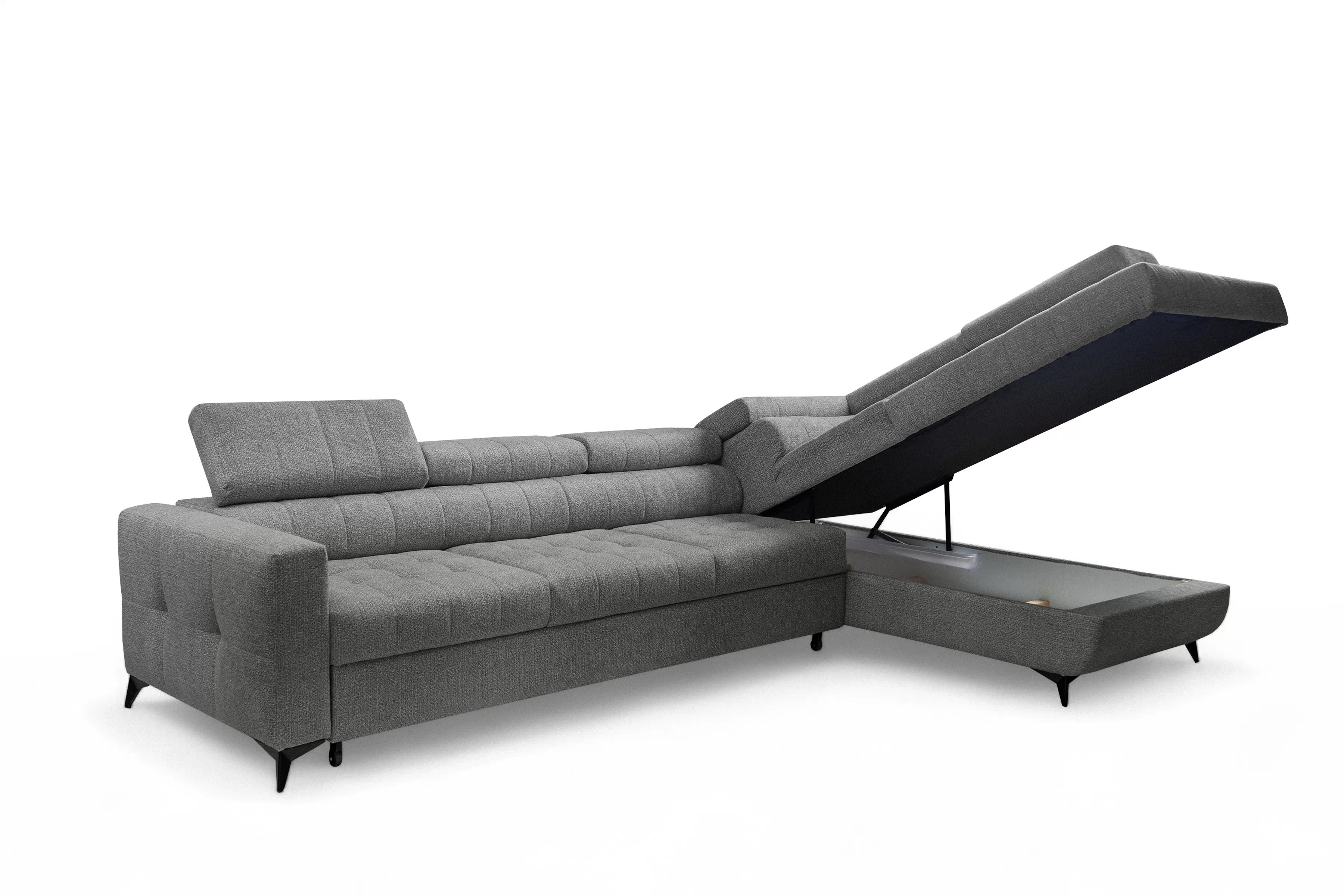 Rozkladacia rohová sedacia súprava Nardo Maxi pravá - šedá ľahkočistiaca žinylka Taro 97 Rohová sedacia súprava Nardo Maxi s funkciou spánku pravá strana - šedý šenil ľahkočistiaci Taro 97 