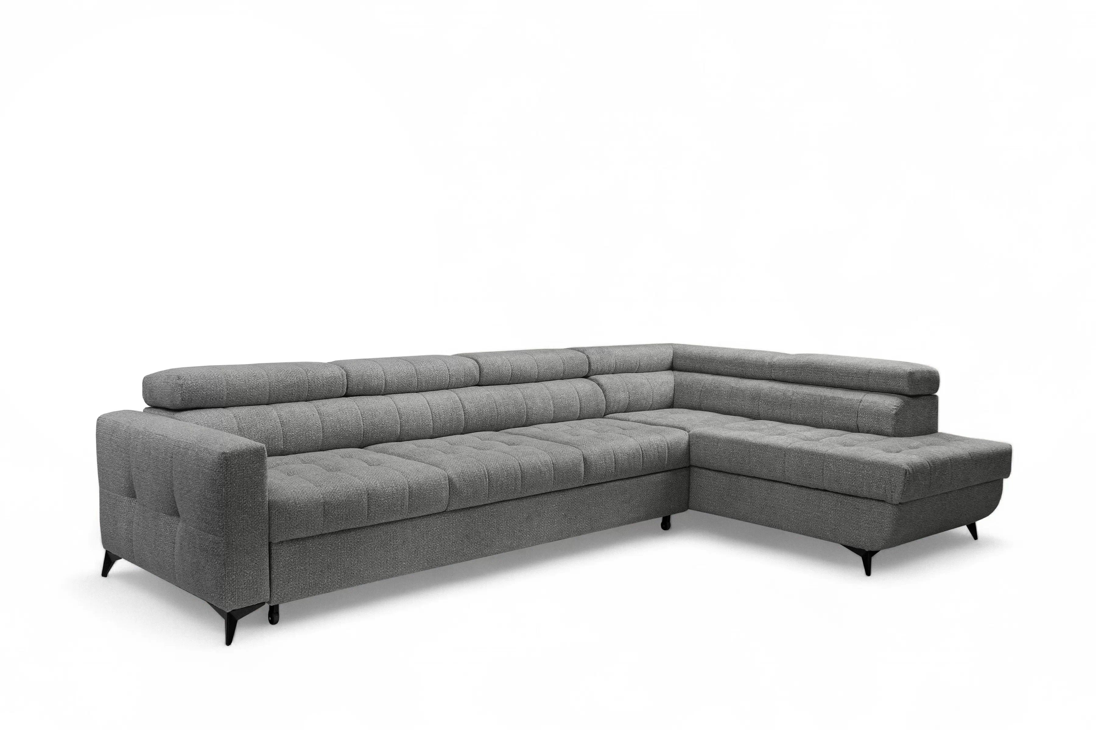 Rozkladacia rohová sedacia súprava Nardo Maxi pravá - šedá ľahkočistiaca žinylka Taro 97 Rohová sedacia súprava Nardo Maxi s funkciou spánku pravá strana - šedý šenil ľahkočistiaci Taro 97 