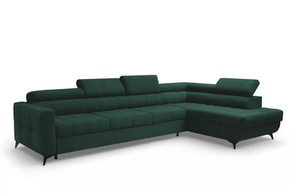 Rozkladacia rohová sedacia súprava Nardo Maxi pravá - zelený zamat Bluvel 78
