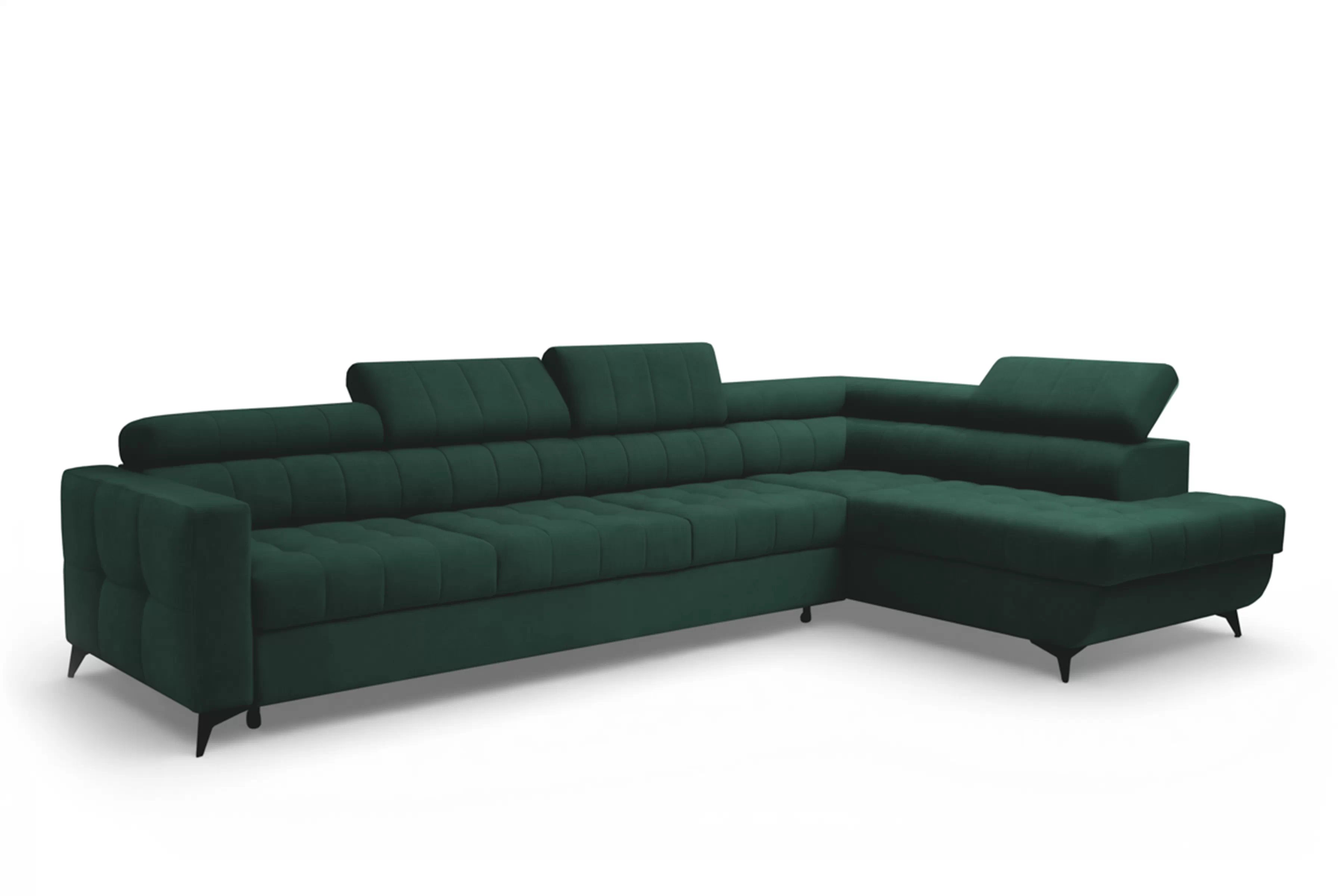 Rozkladacia rohová sedacia súprava Nardo Maxi pravá - zelený zamat Bluvel 78 Rohová sedacia súprava Nardo Maxi s funkciou spánku pravá strana - Zelený velúr Bluvel 78