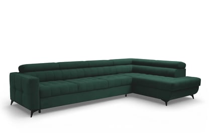 Rozkladacia rohová sedacia súprava Nardo Maxi pravá - zelený zamat Bluvel 78 Rohová sedacia súprava Nardo Maxi s funkciou spánku pravá strana - Zelený velúr Bluvel 78