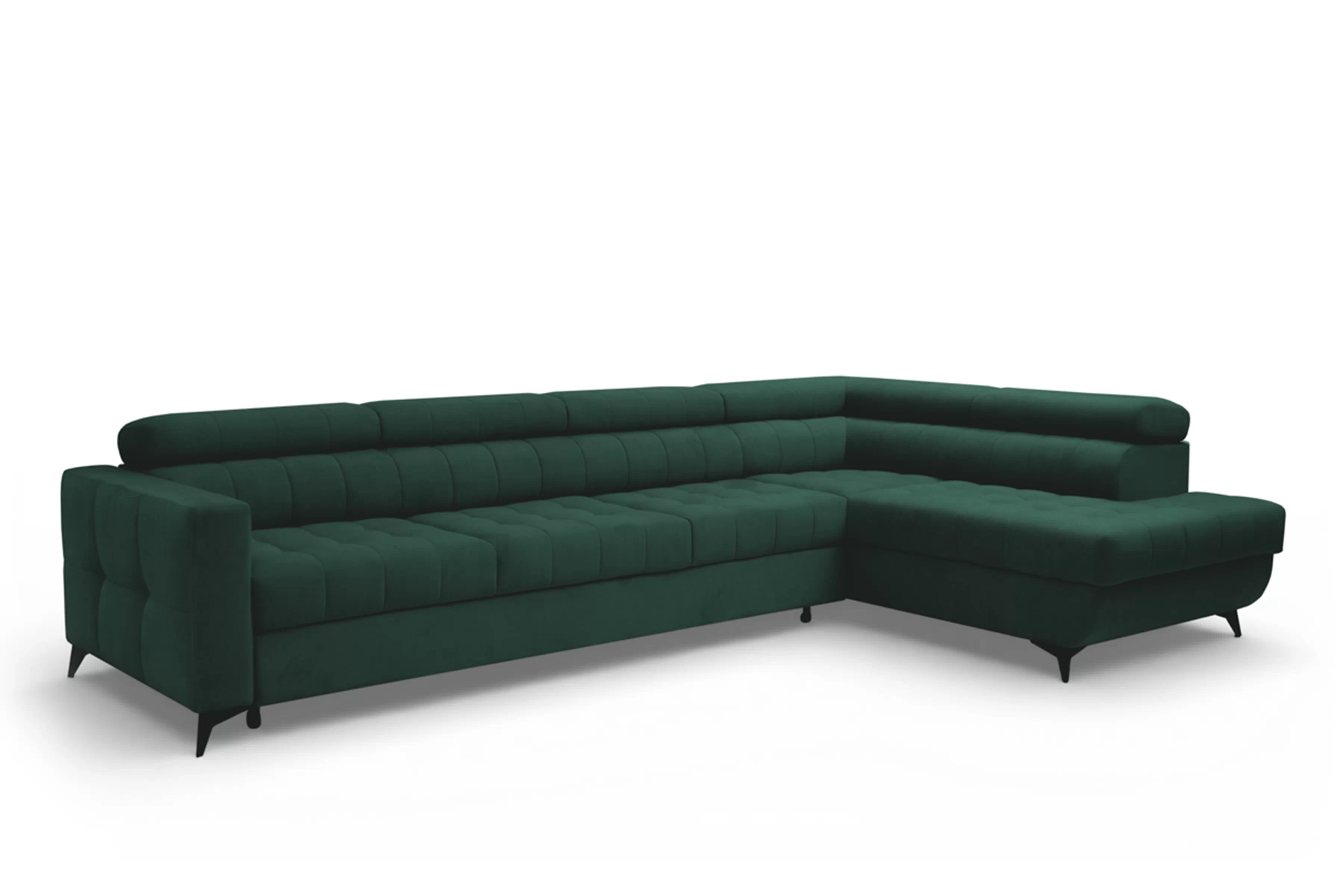 Rozkladacia rohová sedacia súprava Nardo Maxi pravá - zelený zamat Bluvel 78 Rohová sedacia súprava Nardo Maxi s funkciou spánku pravá strana - Zelený velúr Bluvel 78