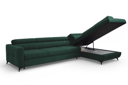 Rozkladacia rohová sedacia súprava Nardo Maxi pravá - zelený zamat Bluvel 78 Rohová sedacia súprava Nardo Maxi s funkciou spánku pravá strana - Zelený velúr Bluvel 78