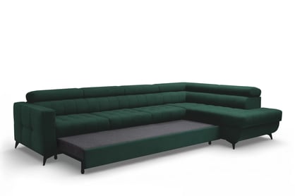 Rozkladacia rohová sedacia súprava Nardo Maxi pravá - zelený zamat Bluvel 78 Rohová sedacia súprava Nardo Maxi s funkciou spánku pravá strana - Zelený velúr Bluvel 78