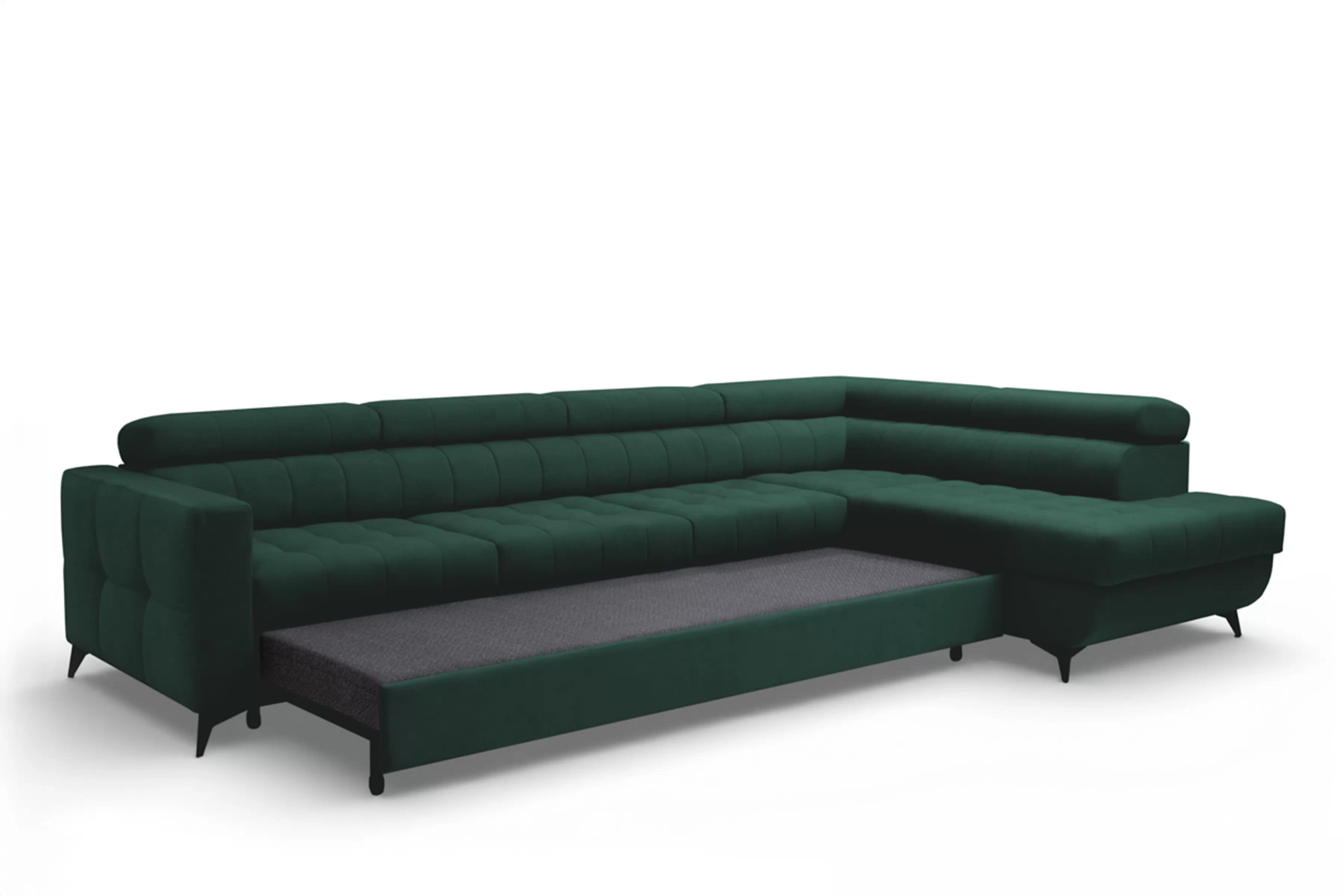 Rozkladacia rohová sedacia súprava Nardo Maxi pravá - zelený zamat Bluvel 78 Rohová sedacia súprava Nardo Maxi s funkciou spánku pravá strana - Zelený velúr Bluvel 78